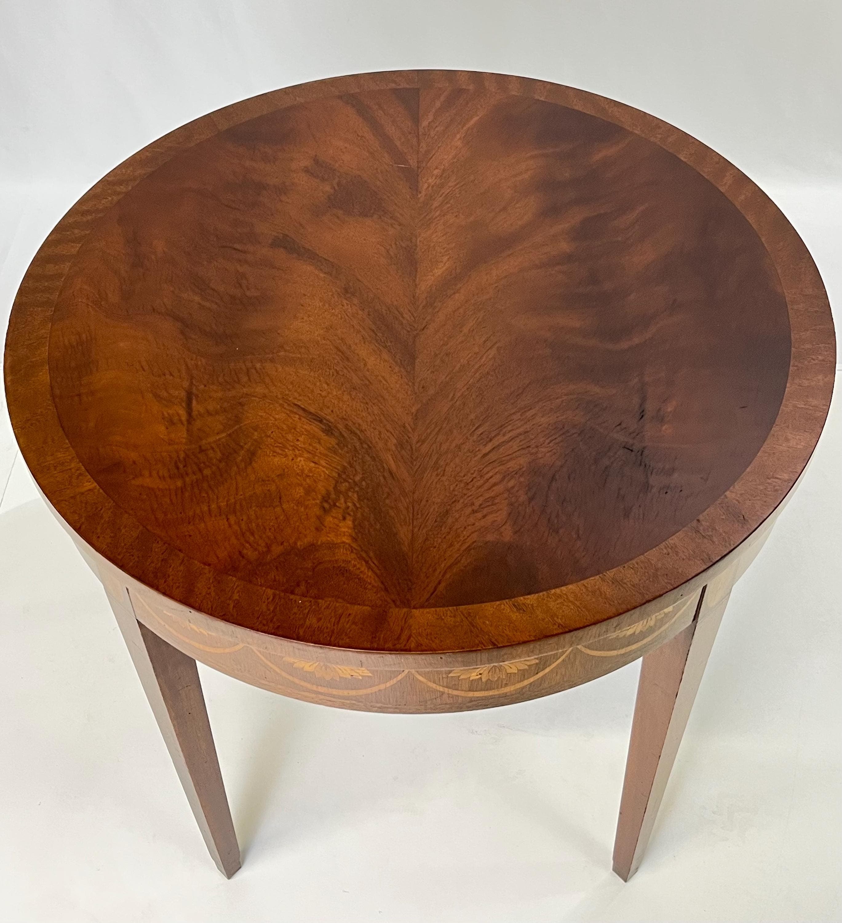 Baker Furniture Federal Style Mahogany Drum Table With Candle Slides - Thumbnail 12