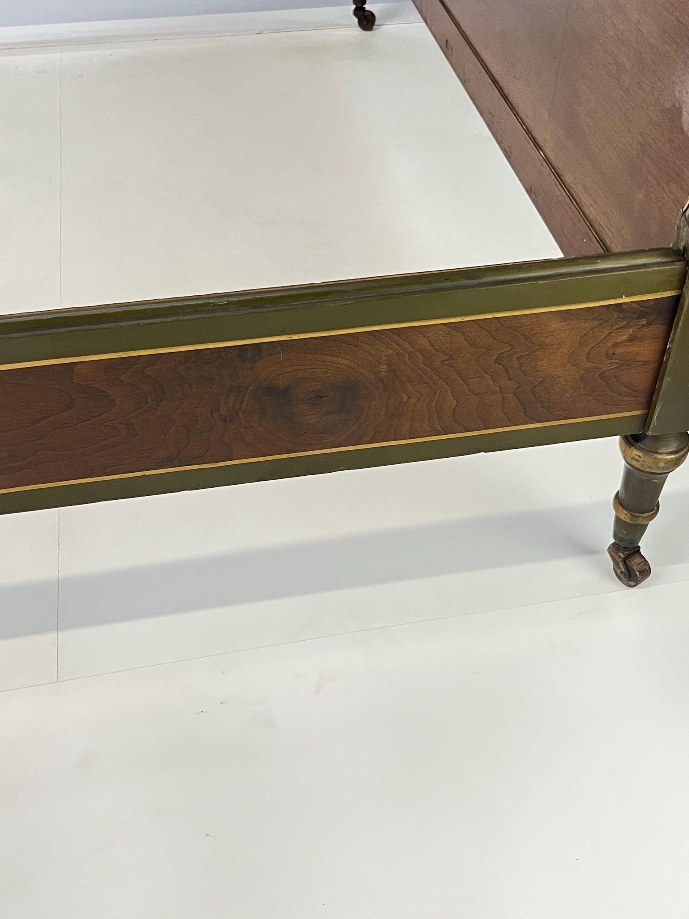 Neoclassical Sligh Furniture Walnut Burl & Hand-Painted Full Bed - Thumbnail 14