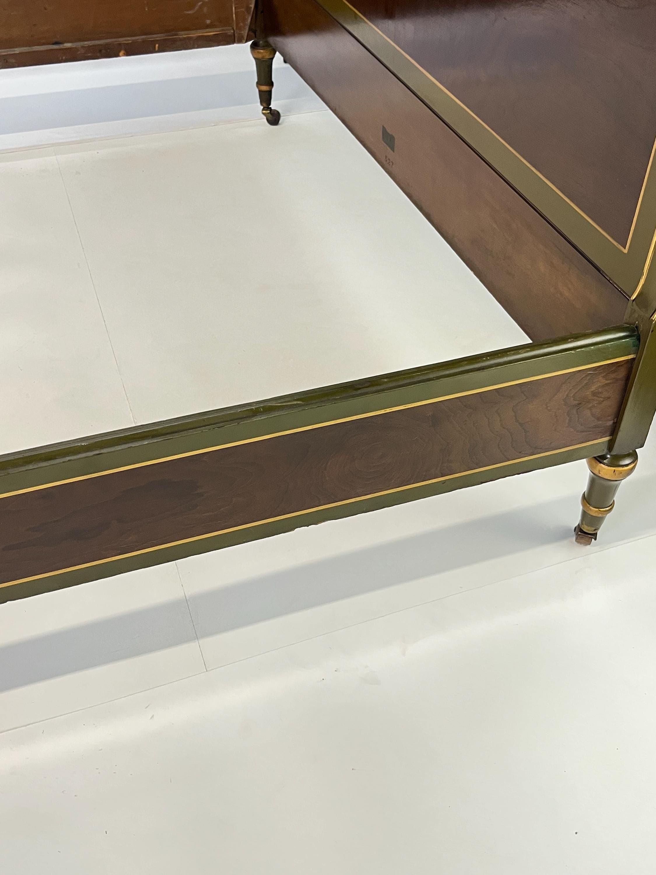 Neoclassical Sligh Furniture Walnut Burl & Hand-Painted Full Bed - Thumbnail 18