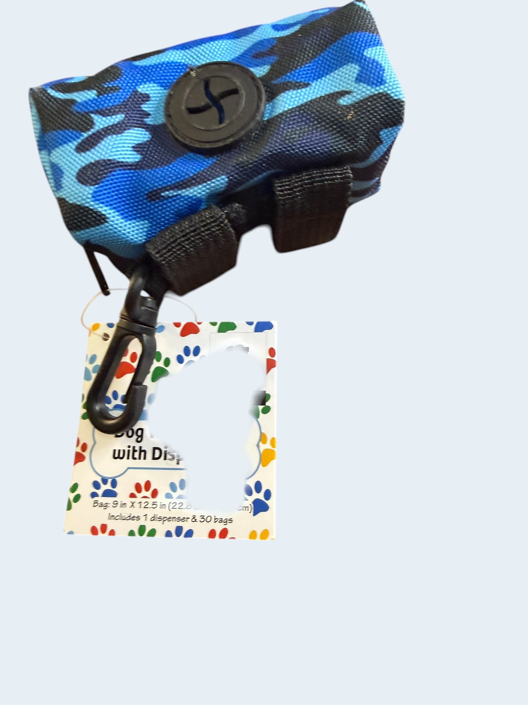 Dog Waste Bag Dispenser Pouch Blue Camo w/ Carabiner Clip 30 Bags Included NWT - Thumbnail 2