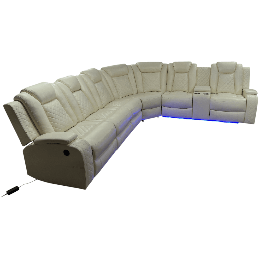 Ivy Bronx 3 - Piece Vegan Leather Power Reclining Sectional Sofa Set with LED Lights and Wireless Charging Station - Thumbnail 2