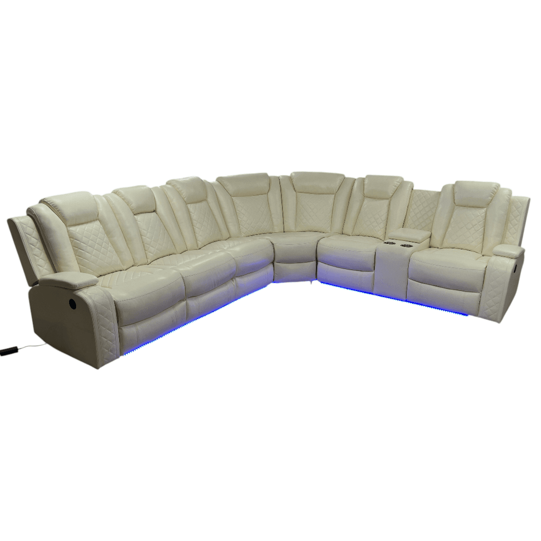 Ivy Bronx 3 - Piece Vegan Leather Power Reclining Sectional Sofa Set with LED Lights and Wireless Charging Station - Thumbnail 9