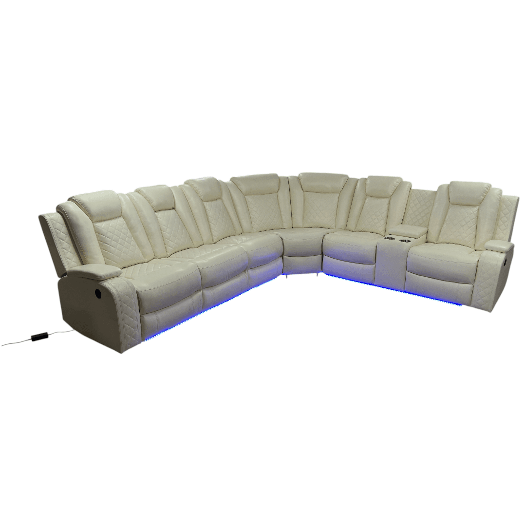 Ivy Bronx 3 - Piece Vegan Leather Power Reclining Sectional Sofa Set with LED Lights and Wireless Charging Station - Thumbnail 8