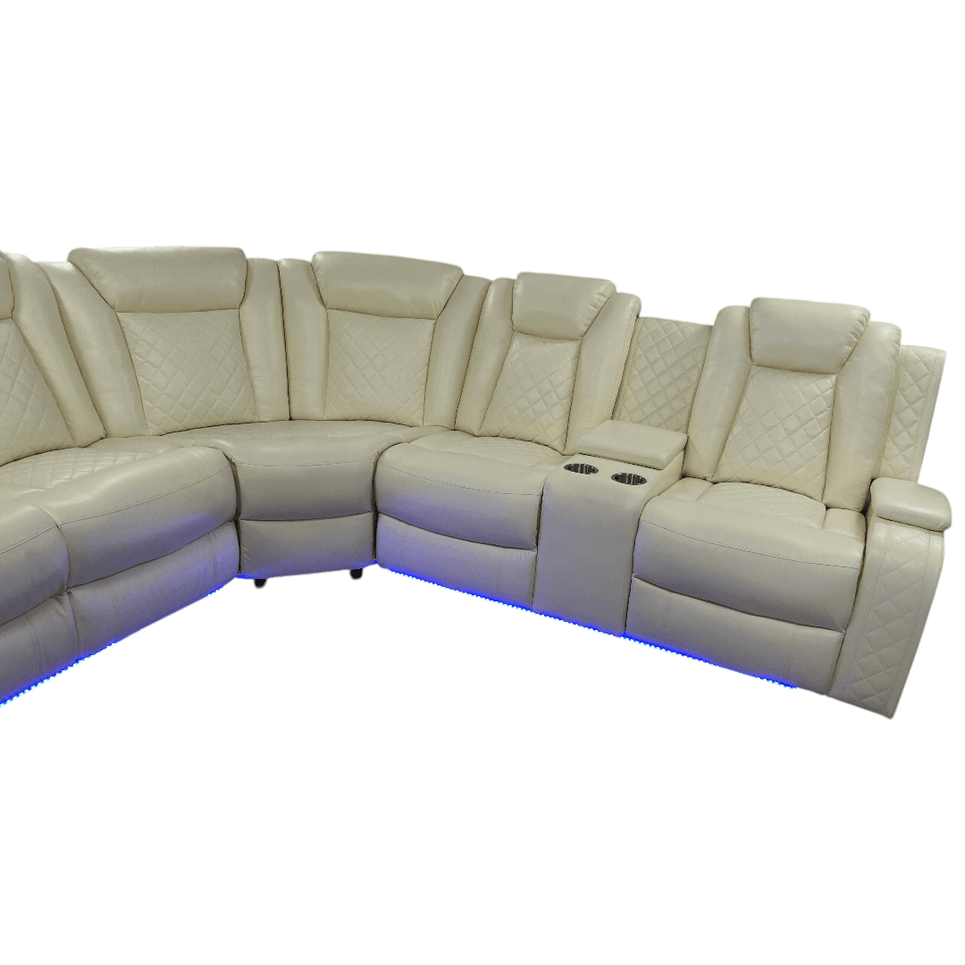 Ivy Bronx 3 - Piece Vegan Leather Power Reclining Sectional Sofa Set with LED Lights and Wireless Charging Station - Thumbnail 20