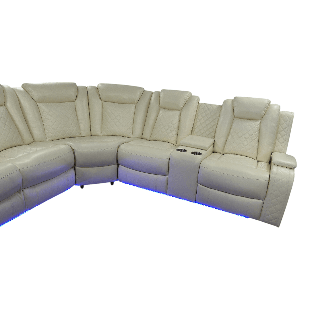 Ivy Bronx 3 - Piece Vegan Leather Power Reclining Sectional Sofa Set with LED Lights and Wireless Charging Station - Thumbnail 19