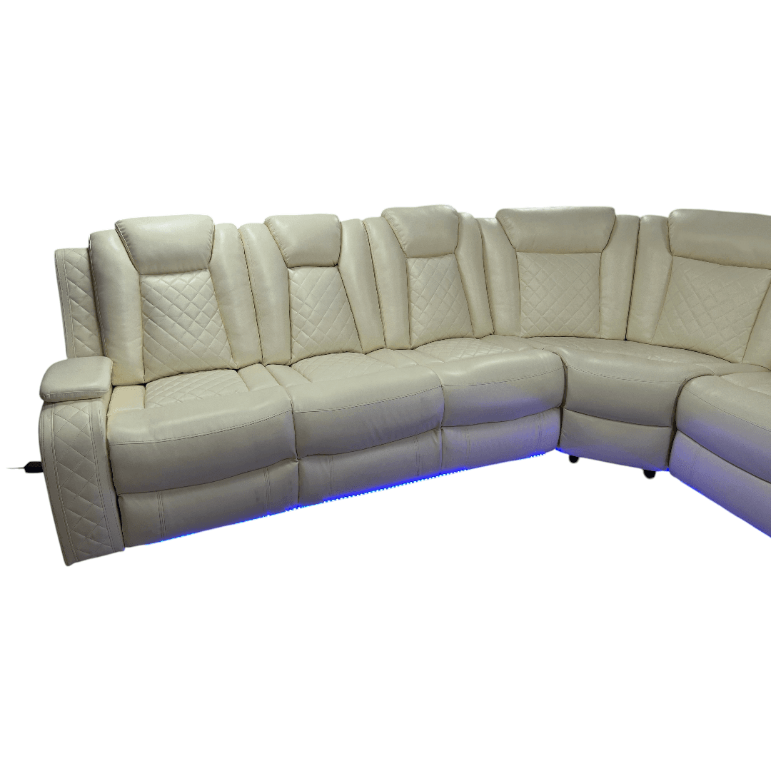 Ivy Bronx 3 - Piece Vegan Leather Power Reclining Sectional Sofa Set with LED Lights and Wireless Charging Station - Thumbnail 18