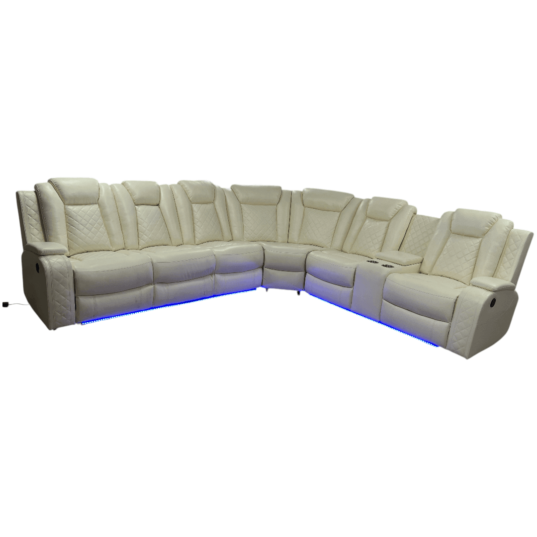 Ivy Bronx 3 - Piece Vegan Leather Power Reclining Sectional Sofa Set with LED Lights and Wireless Charging Station - Thumbnail 16