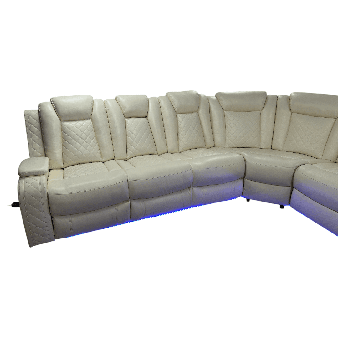 Ivy Bronx 3 - Piece Vegan Leather Power Reclining Sectional Sofa Set with LED Lights and Wireless Charging Station - Thumbnail 17