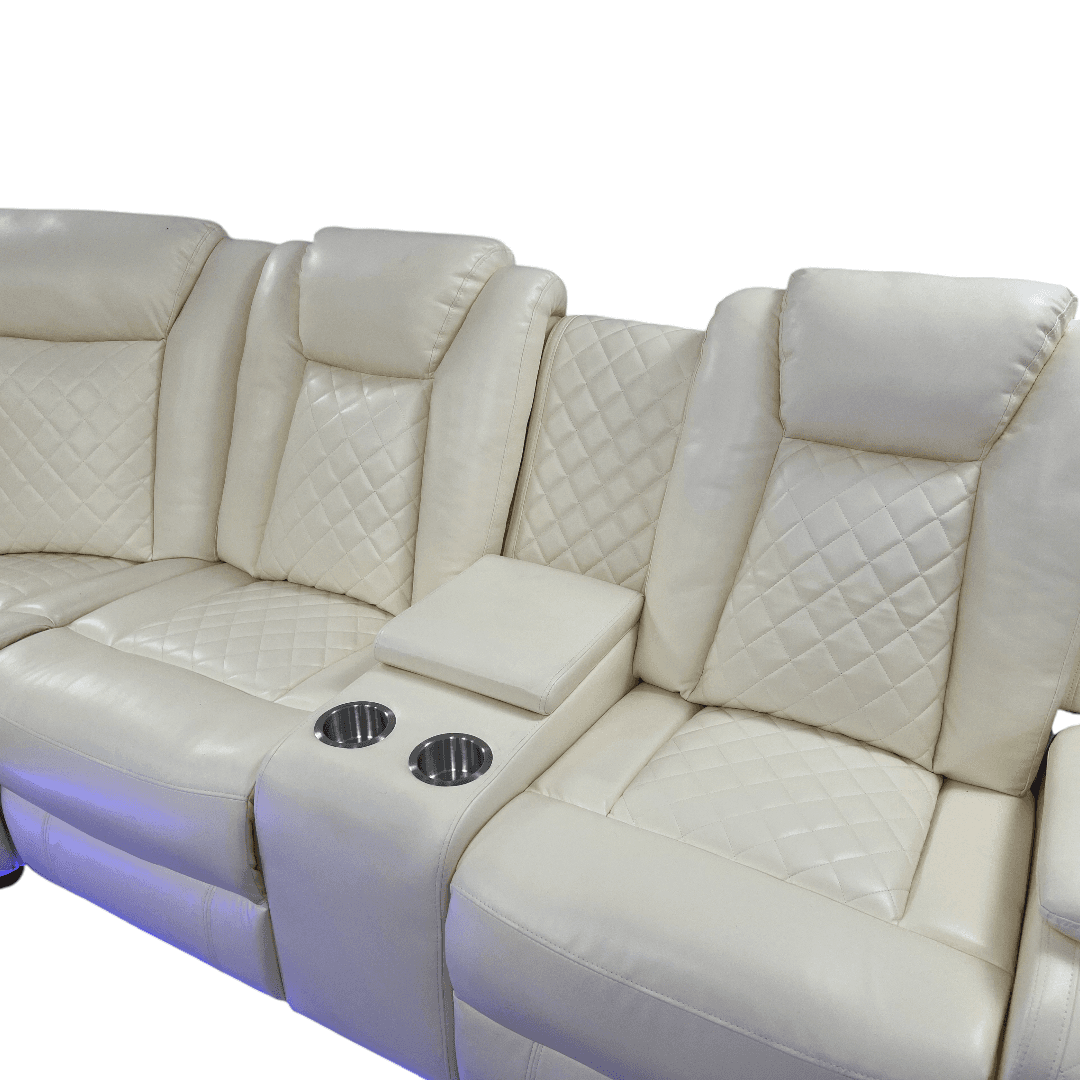 Ivy Bronx 3 - Piece Vegan Leather Power Reclining Sectional Sofa Set with LED Lights and Wireless Charging Station - Thumbnail 21