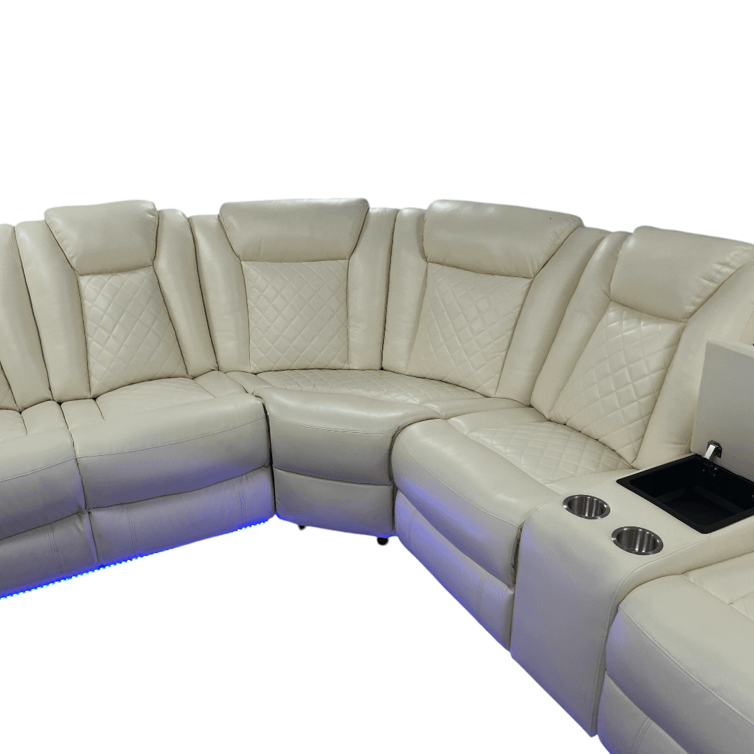 Ivy Bronx 3 - Piece Vegan Leather Power Reclining Sectional Sofa Set with LED Lights and Wireless Charging Station - Thumbnail 28