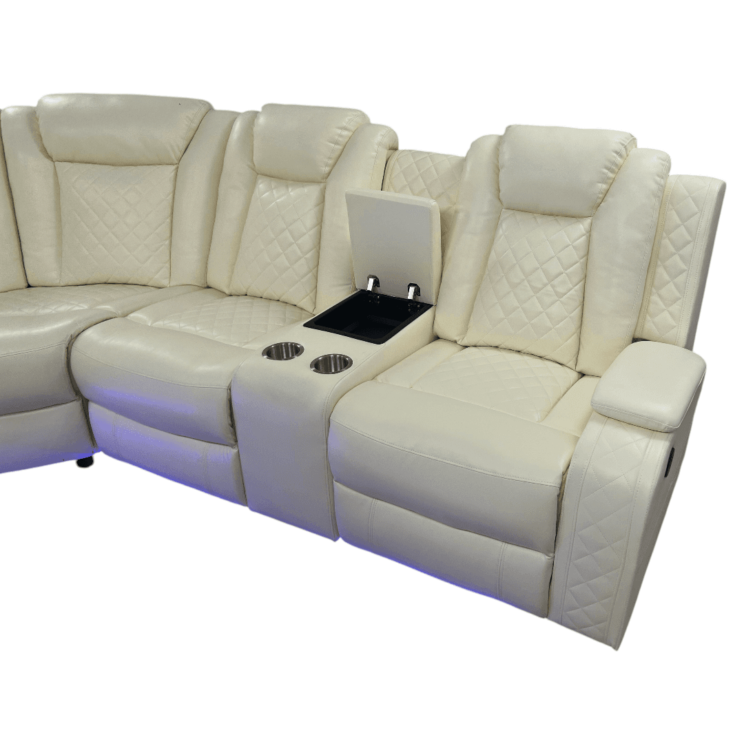 Ivy Bronx 3 - Piece Vegan Leather Power Reclining Sectional Sofa Set with LED Lights and Wireless Charging Station - Thumbnail 29