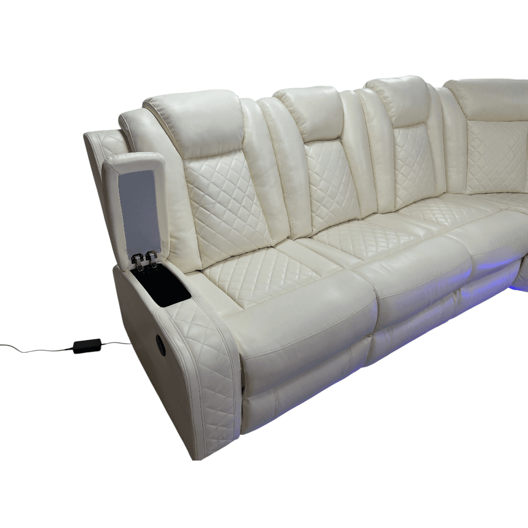 Ivy Bronx 3 - Piece Vegan Leather Power Reclining Sectional Sofa Set with LED Lights and Wireless Charging Station - Thumbnail 25