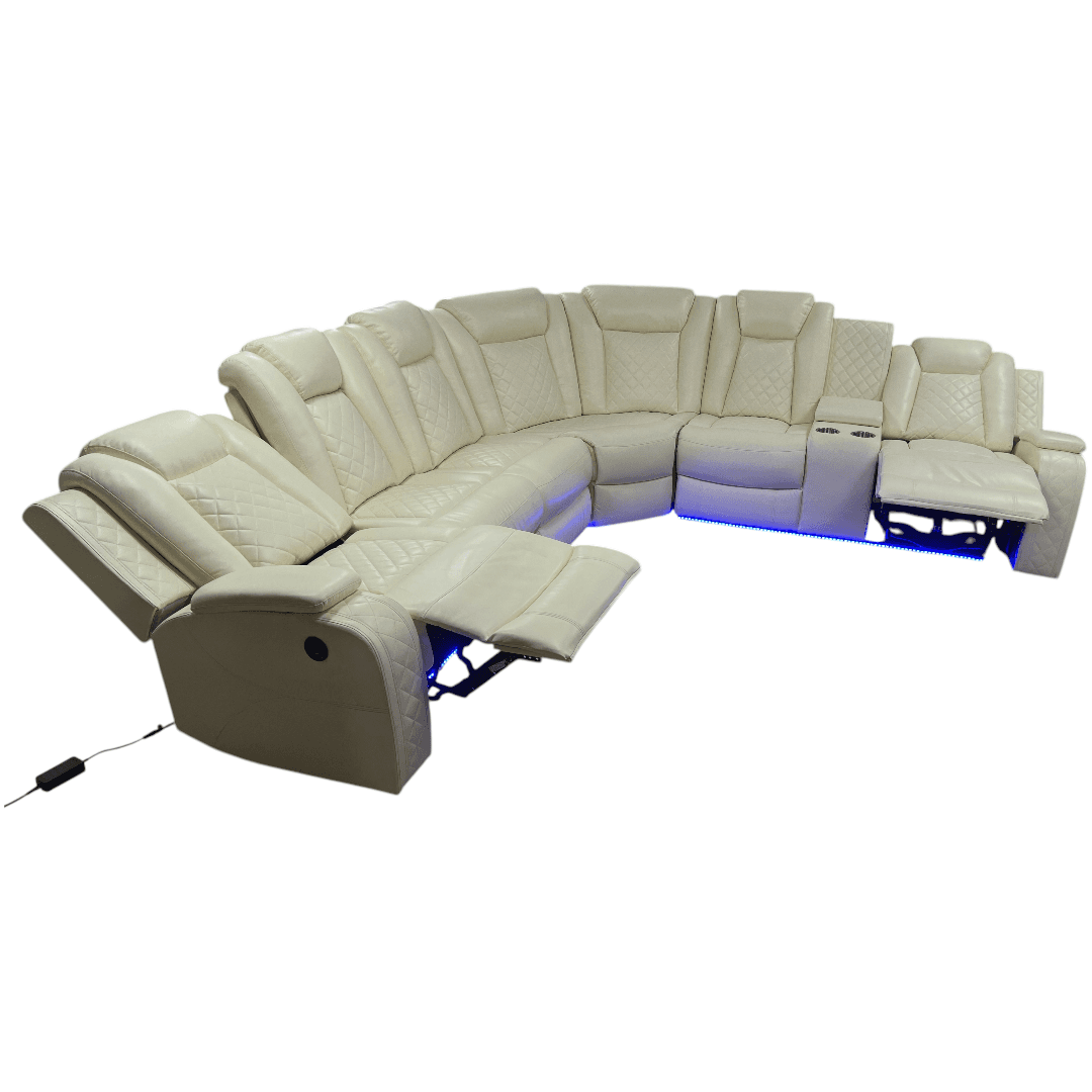 Ivy Bronx 3 - Piece Vegan Leather Power Reclining Sectional Sofa Set with LED Lights and Wireless Charging Station - Thumbnail 36