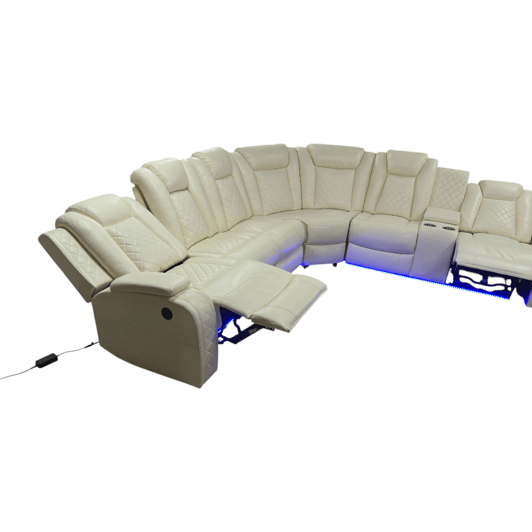 Ivy Bronx 3 - Piece Vegan Leather Power Reclining Sectional Sofa Set with LED Lights and Wireless Charging Station - Thumbnail 37