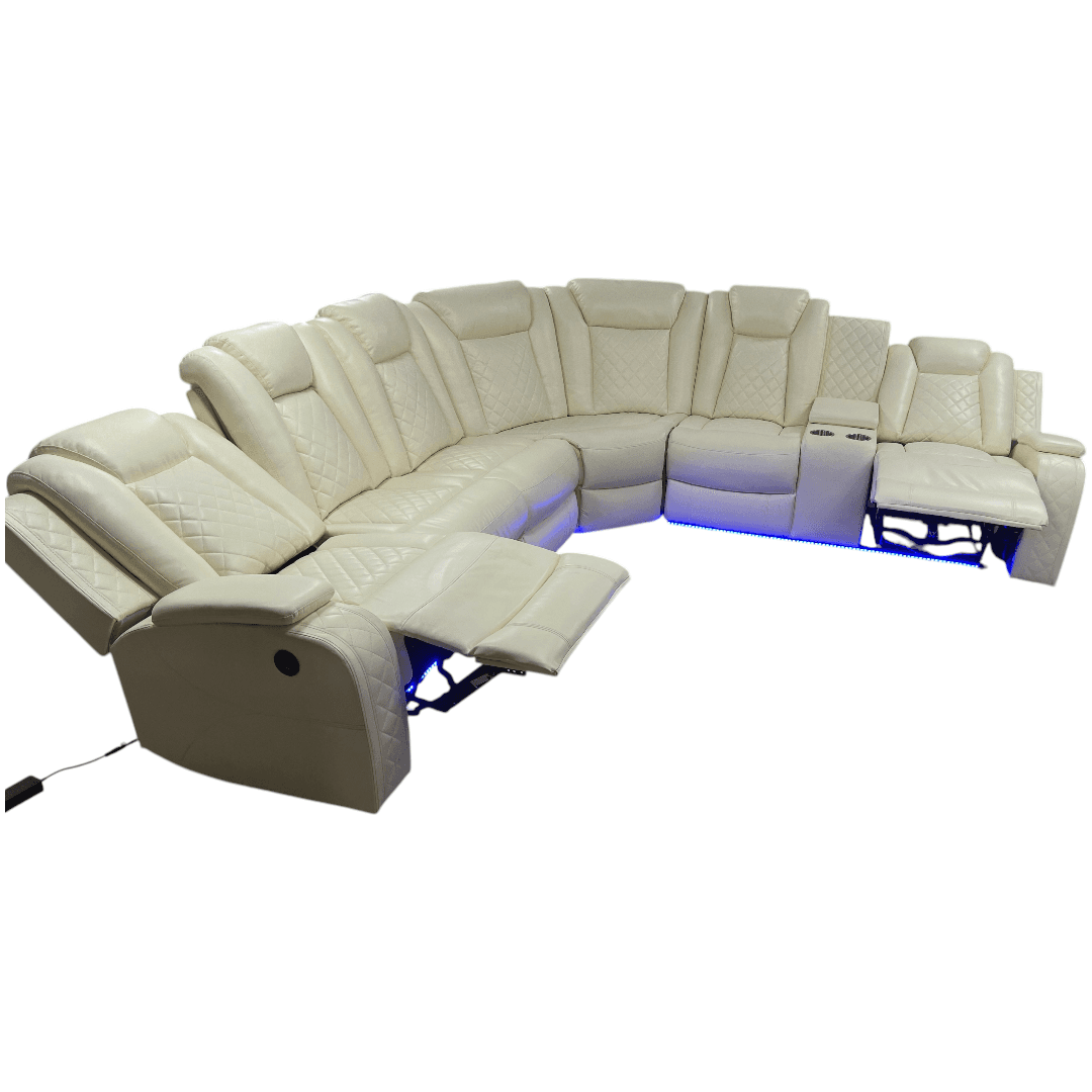 Ivy Bronx 3 - Piece Vegan Leather Power Reclining Sectional Sofa Set with LED Lights and Wireless Charging Station - Thumbnail 38