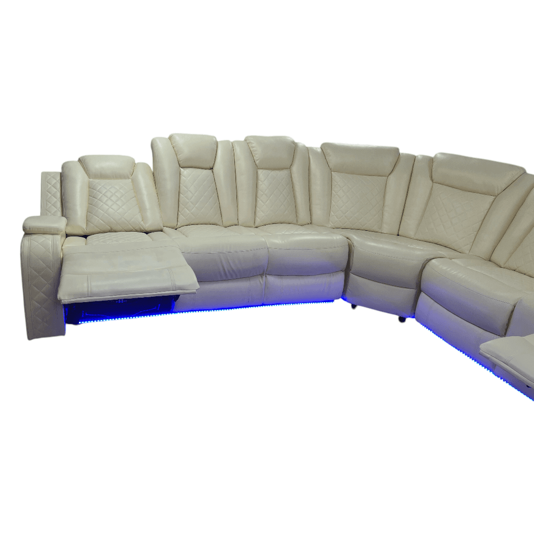 Ivy Bronx 3 - Piece Vegan Leather Power Reclining Sectional Sofa Set with LED Lights and Wireless Charging Station - Thumbnail 46