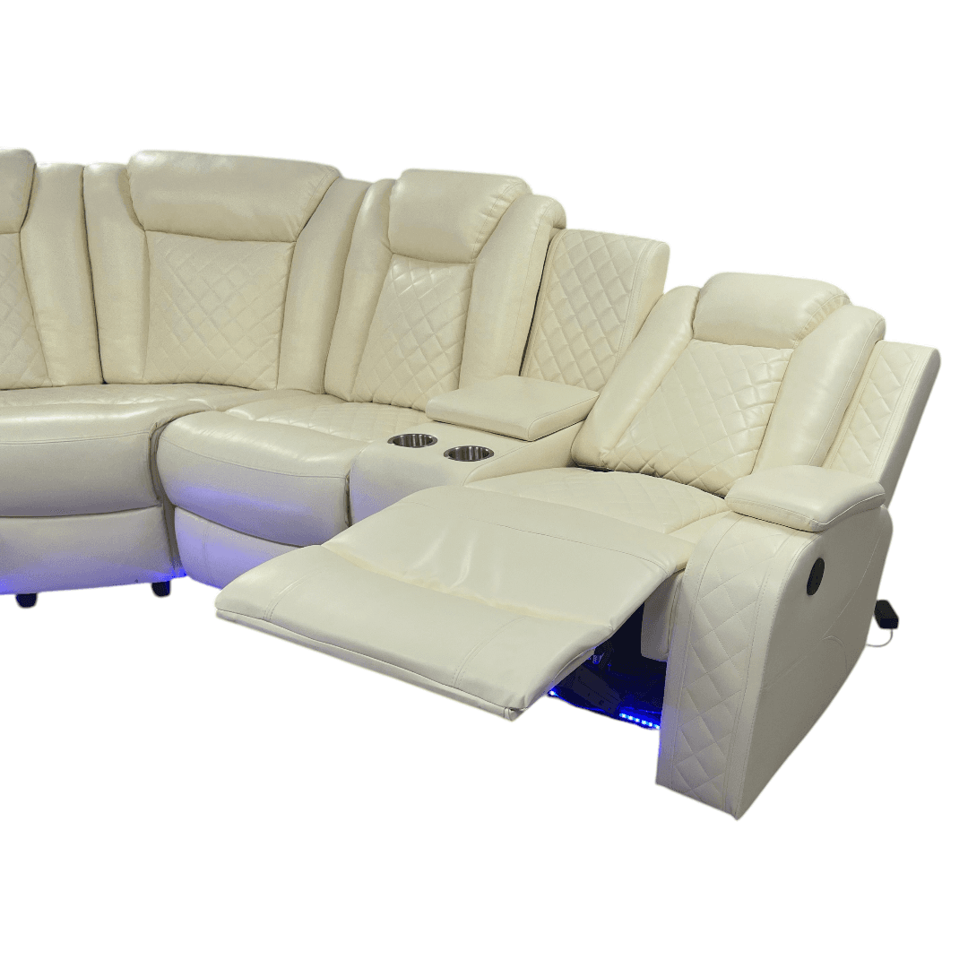 Ivy Bronx 3 - Piece Vegan Leather Power Reclining Sectional Sofa Set with LED Lights and Wireless Charging Station - Thumbnail 45