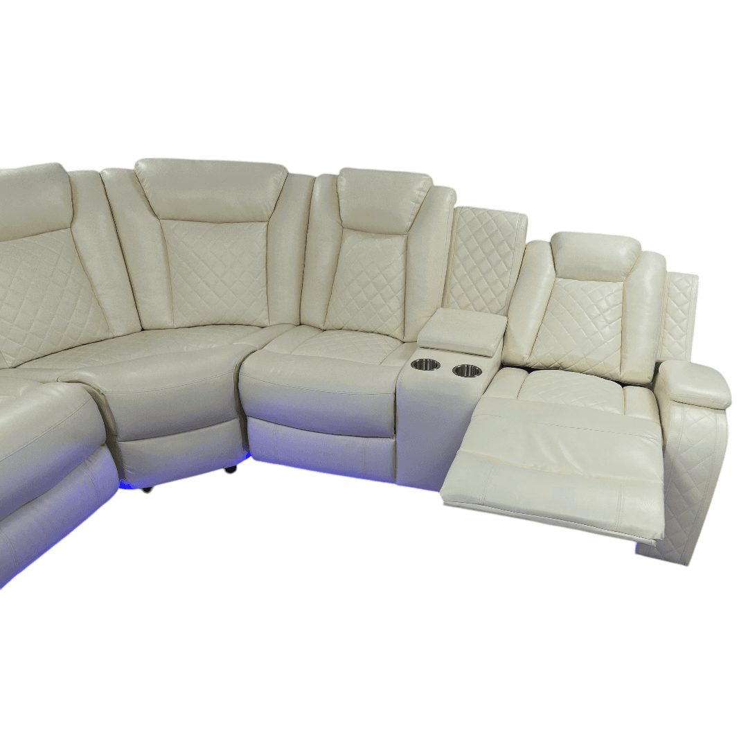 Ivy Bronx 3 - Piece Vegan Leather Power Reclining Sectional Sofa Set with LED Lights and Wireless Charging Station - Thumbnail 42