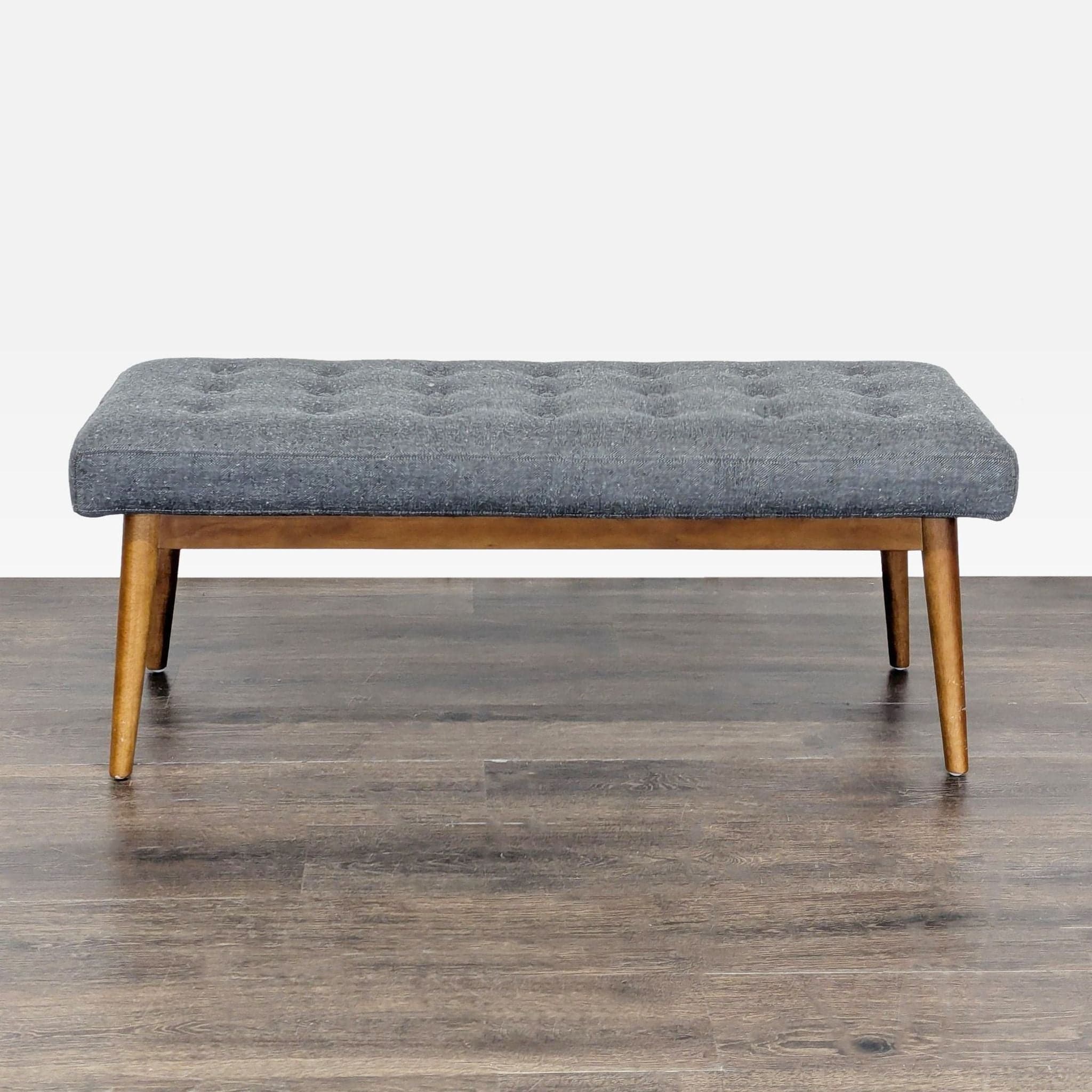 West Elm Button Tufted Mid-Century Bench - Image 1