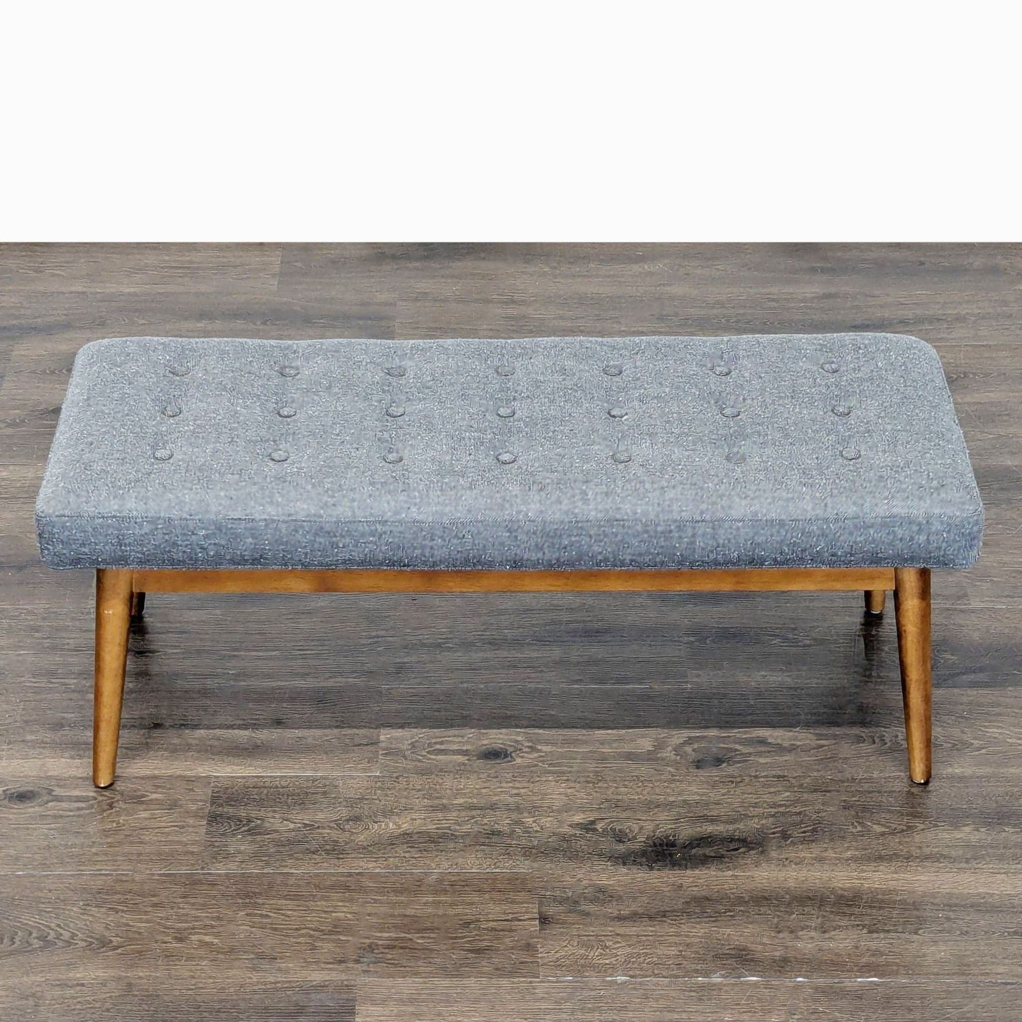 West Elm Button Tufted Mid-Century Bench - Thumbnail 2