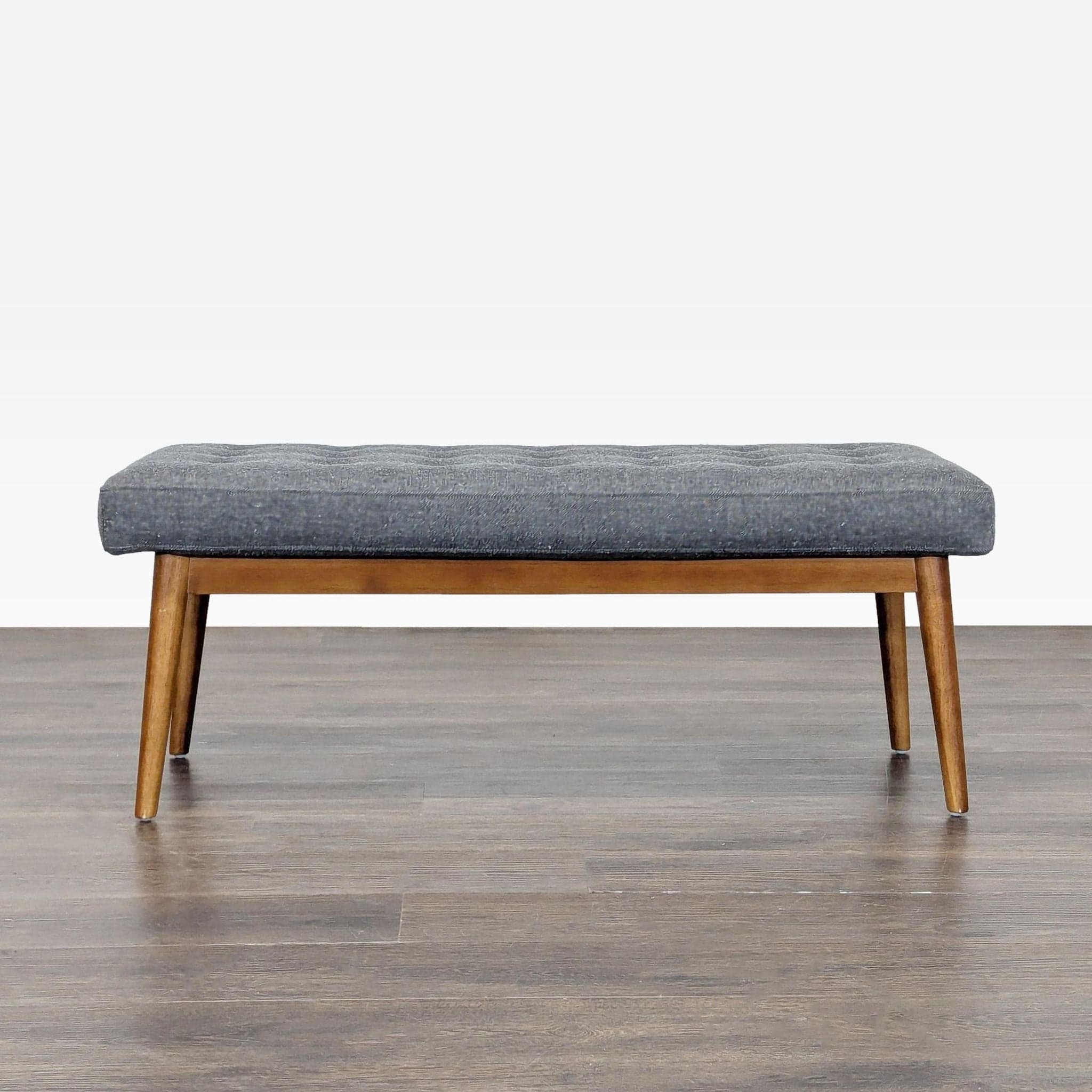 West Elm Button Tufted Mid-Century Bench - Thumbnail 3