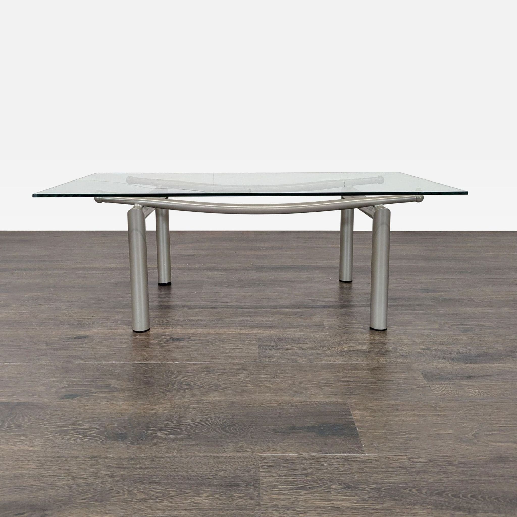 Glass Top Coffee Table on Metal Base - Image 1