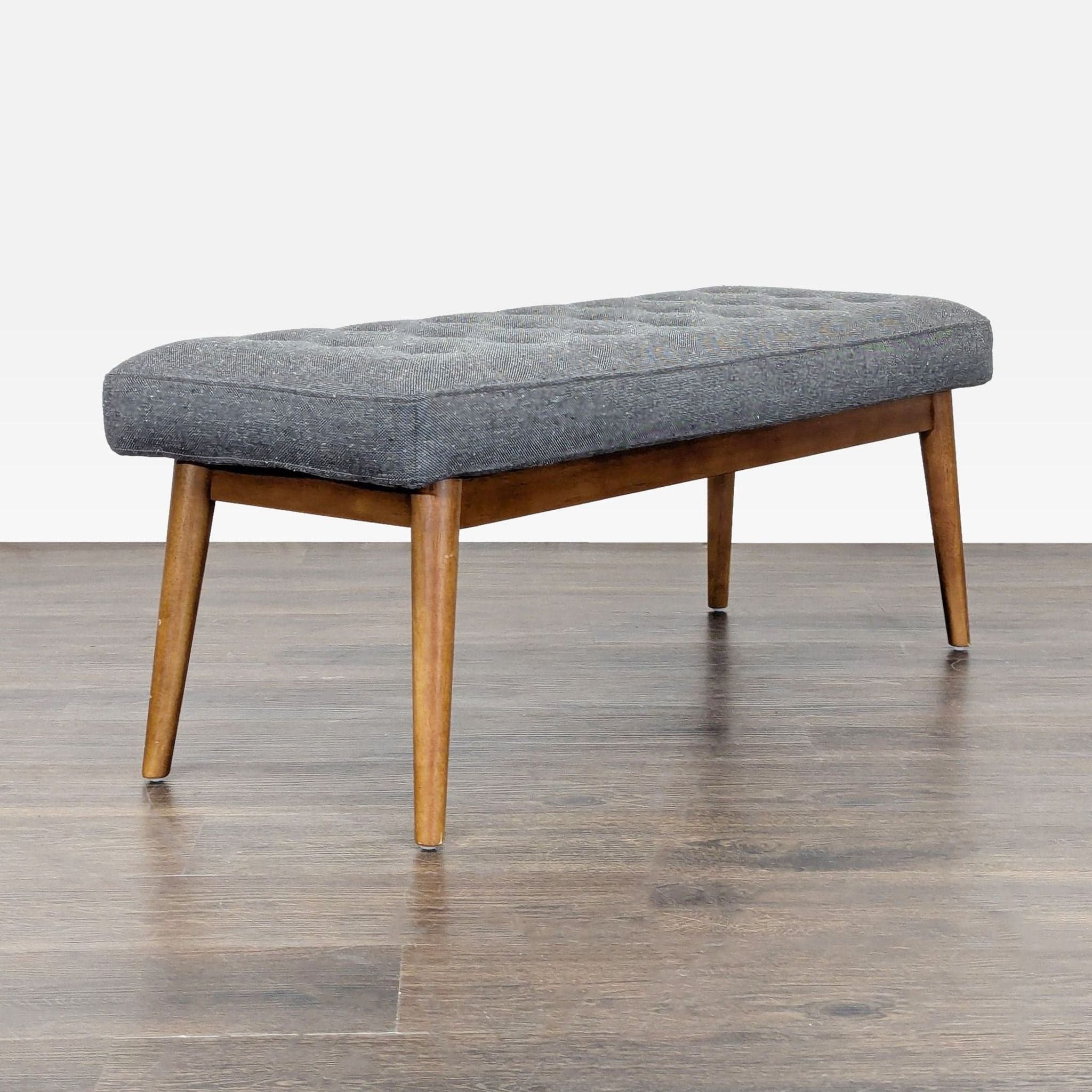 West Elm Button Tufted Mid-Century Bench - Thumbnail 9