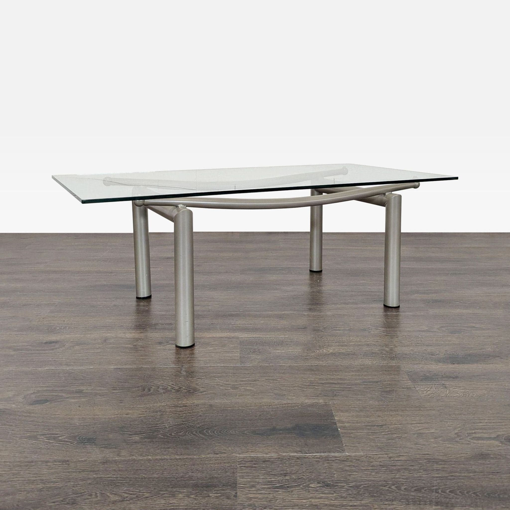 Glass Top Coffee Table on Metal Base - Thumbnail 2