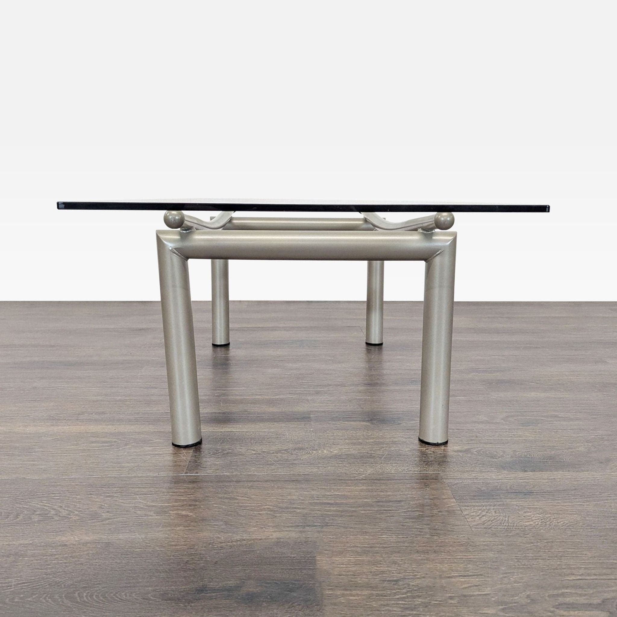 Glass Top Coffee Table on Metal Base - Thumbnail 6
