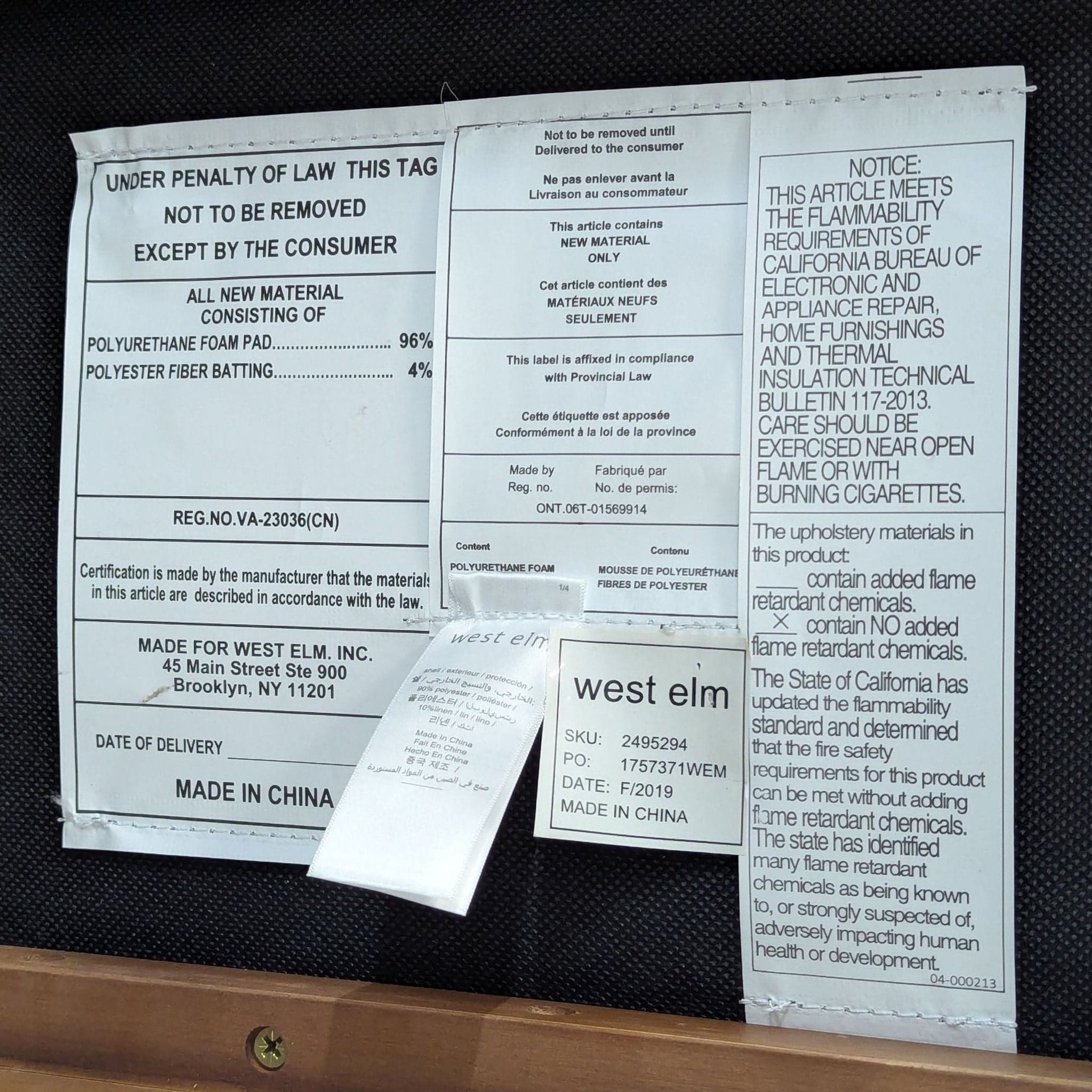 West Elm Button Tufted Mid-Century Bench - Thumbnail 8