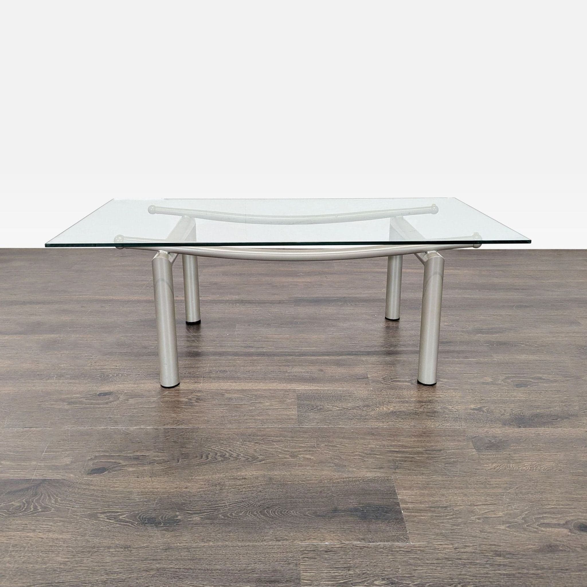 Glass Top Coffee Table on Metal Base - Thumbnail 3