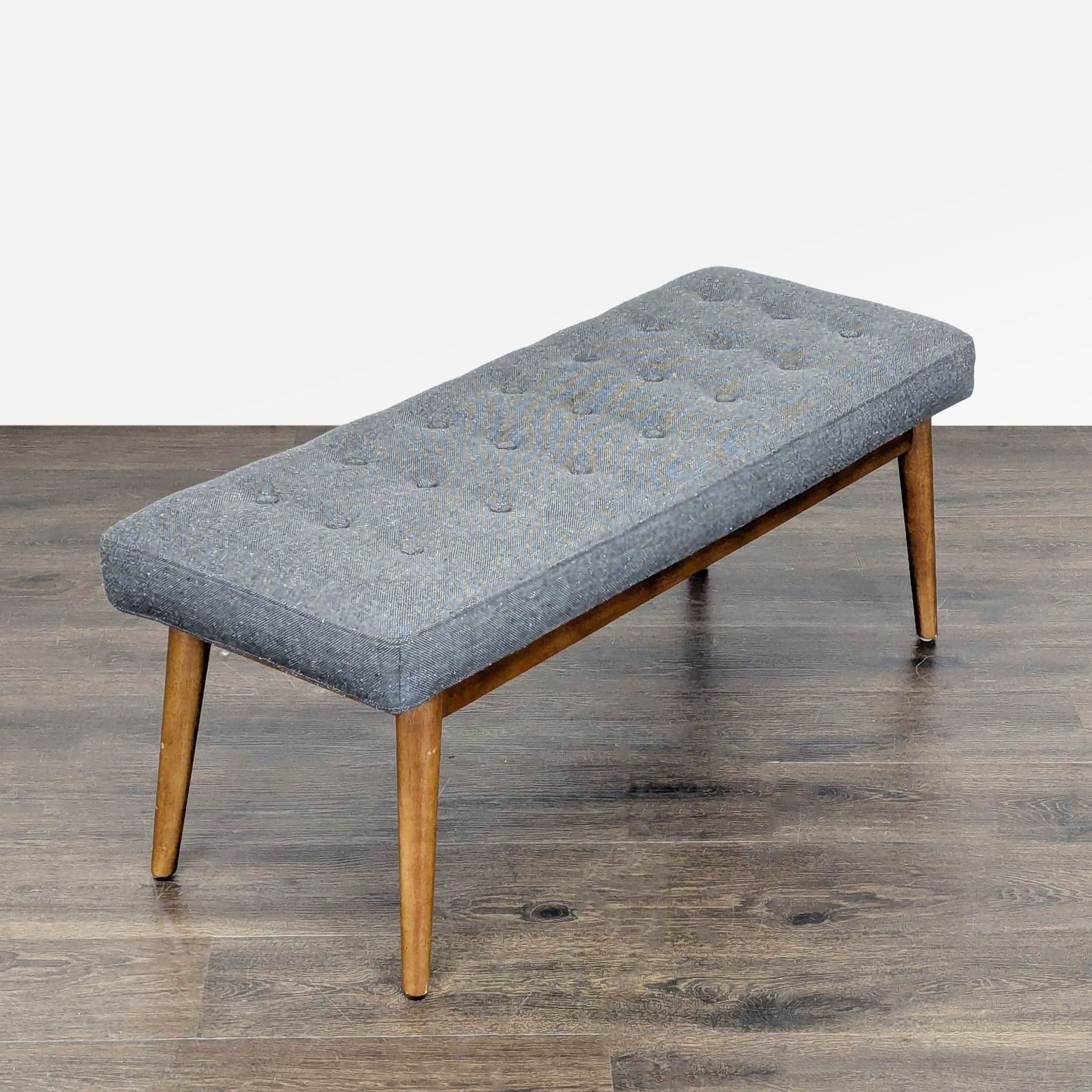 West Elm Button Tufted Mid-Century Bench - Thumbnail 5