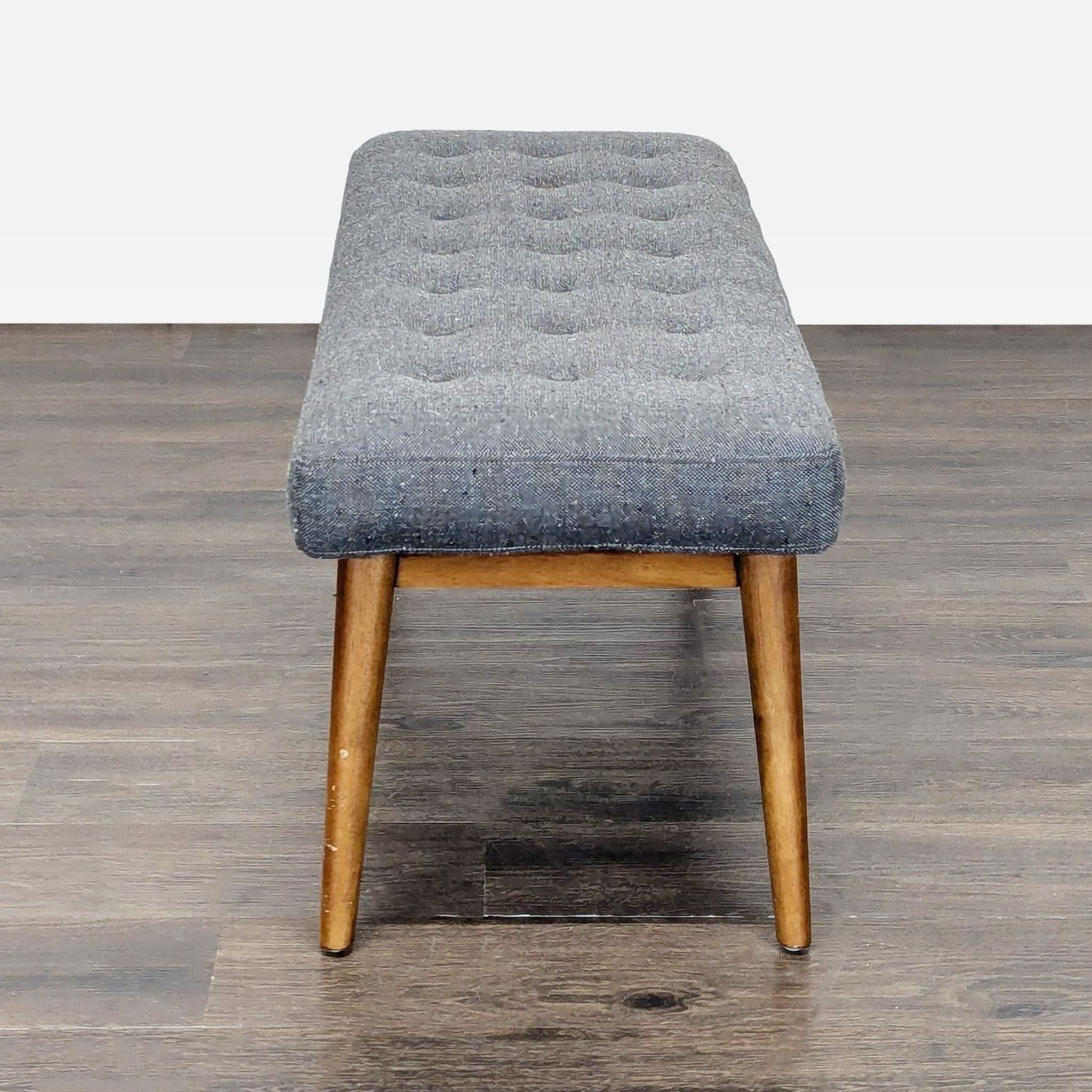 West Elm Button Tufted Mid-Century Bench - Thumbnail 4
