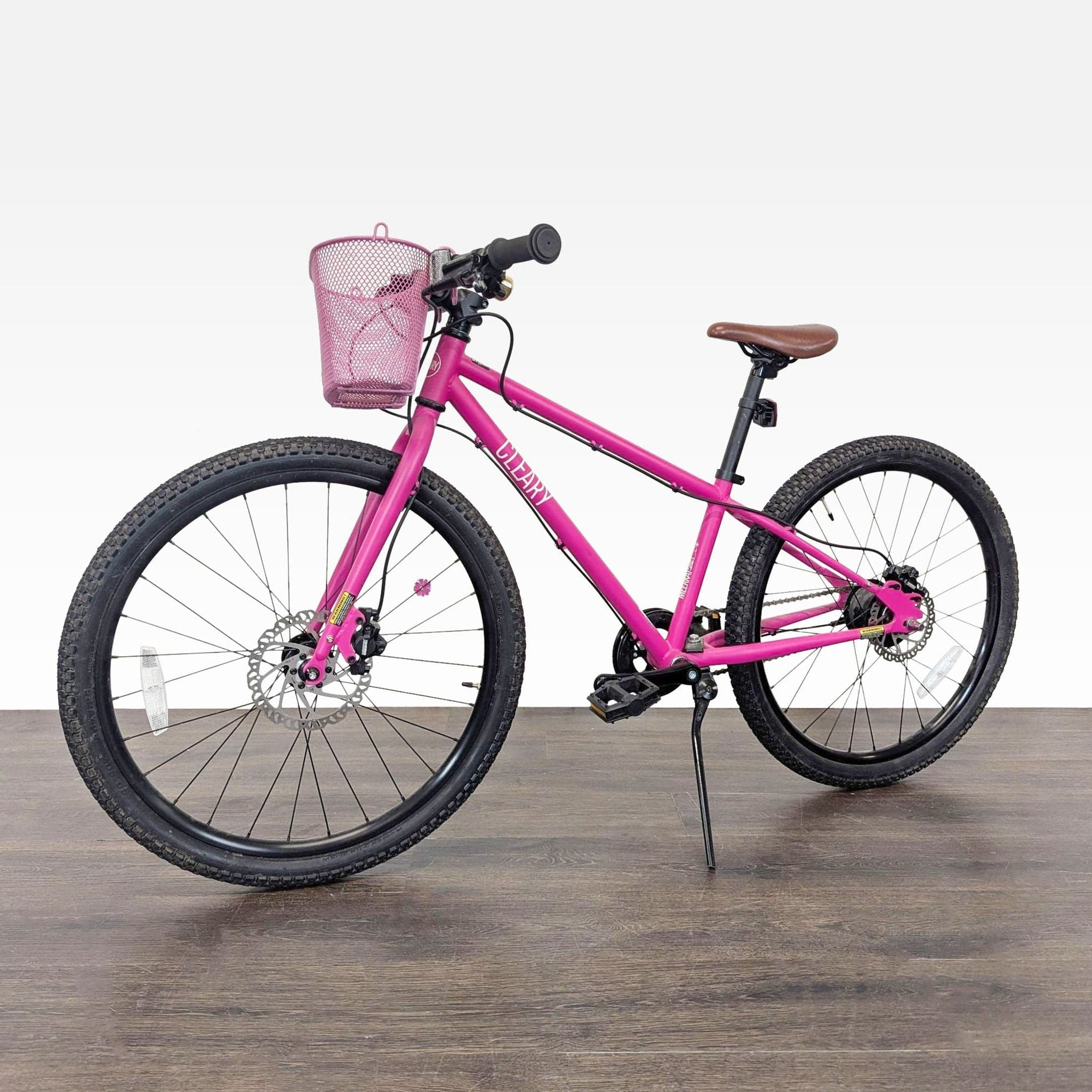 Cleary 24-Inch Pink Kids Bike with Front Basket and Kickstand - Image 1