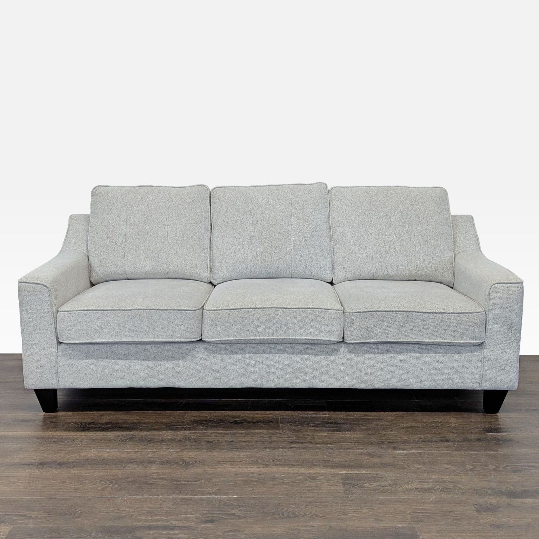 Living Spaces 3-Seat Light Gray Sofa - Image 1