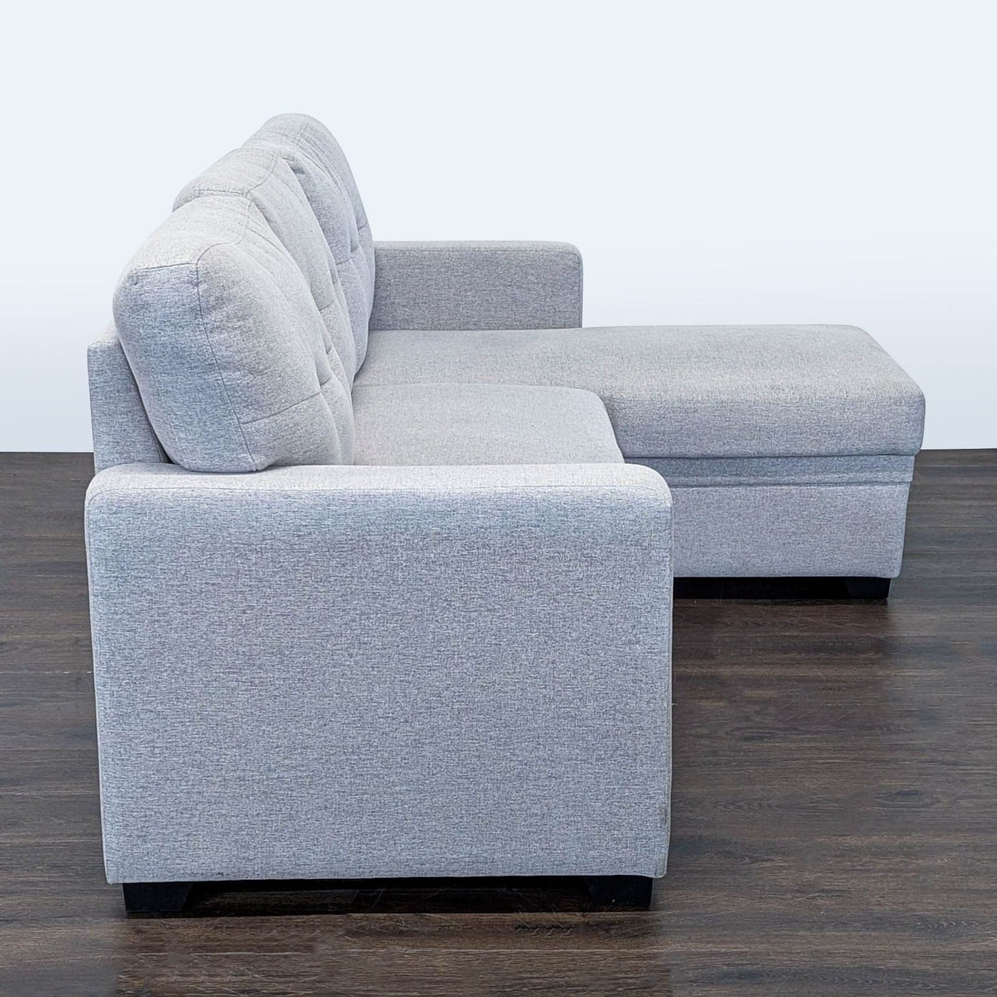 Light Gray Sectional Sofa with Pull-Out Bed and Storage Chaise - Thumbnail 4