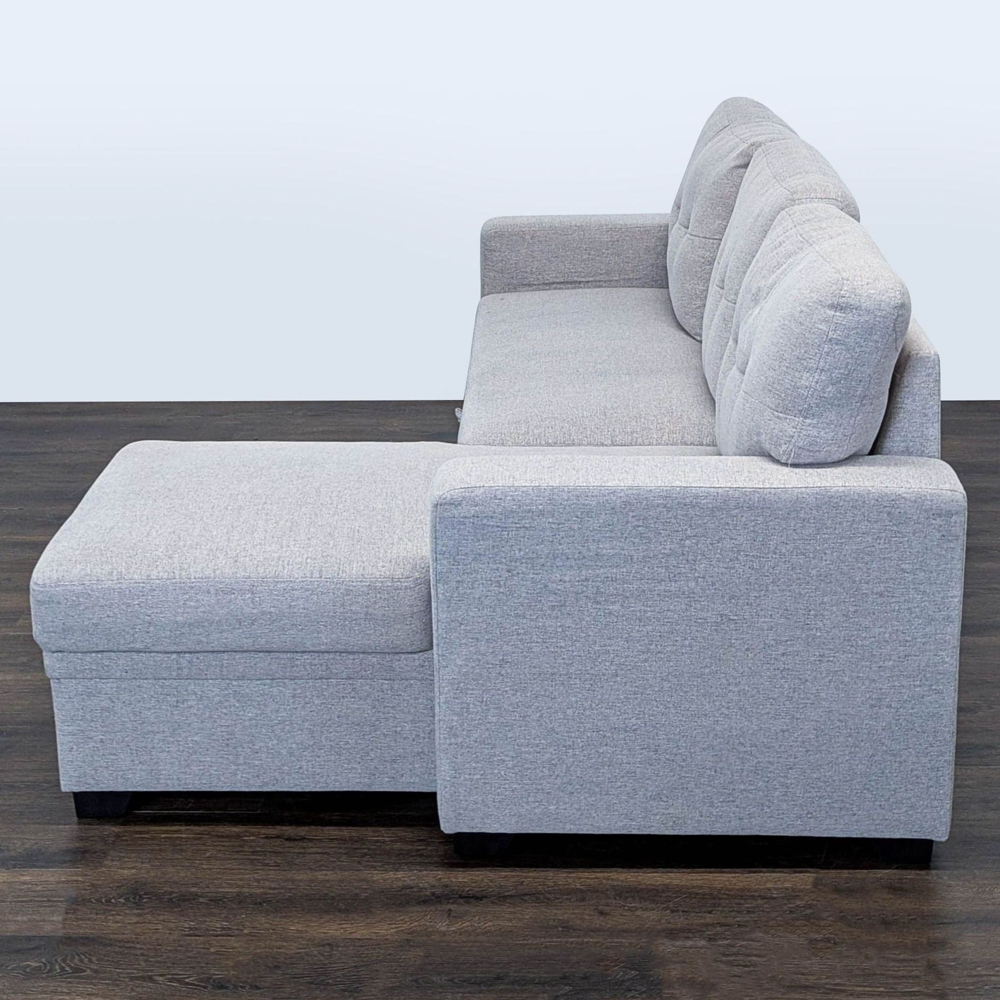 Light Gray Sectional Sofa with Pull-Out Bed and Storage Chaise - Thumbnail 6