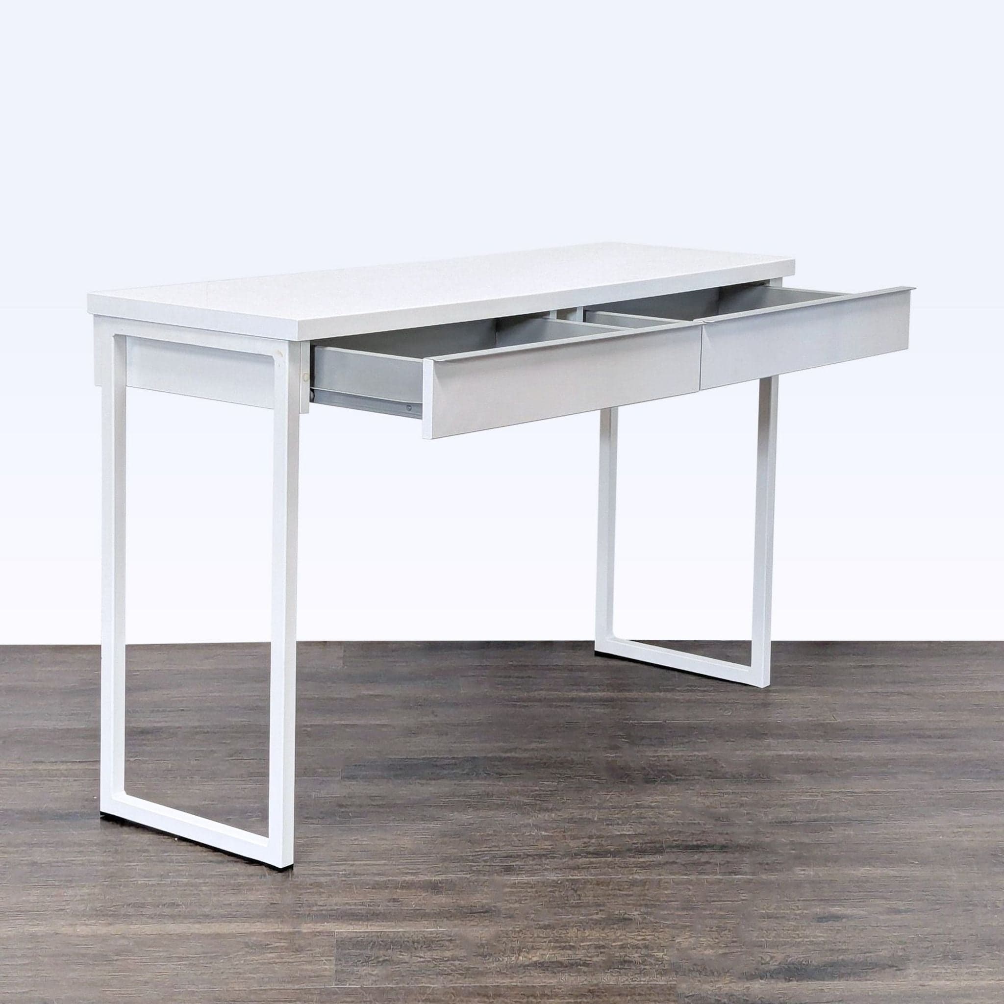 IKEA White Modern Desk with Two Drawers - Thumbnail 2