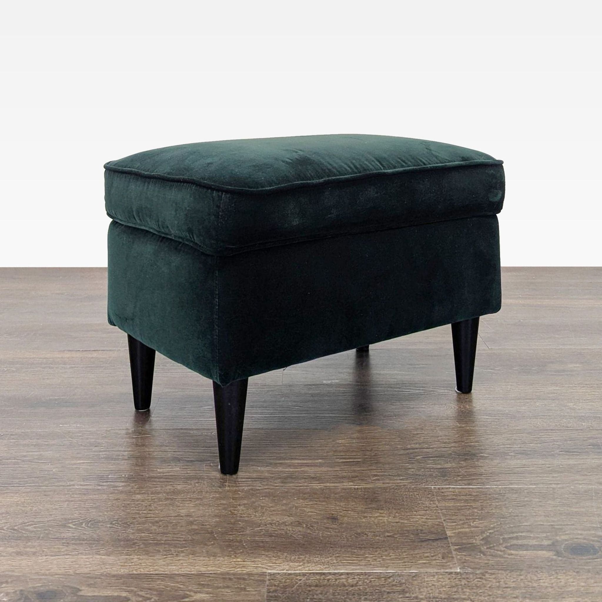 Ikea Strandmon Lounge Armchair with Footstool - Dark Green Velvet - Thumbnail 3