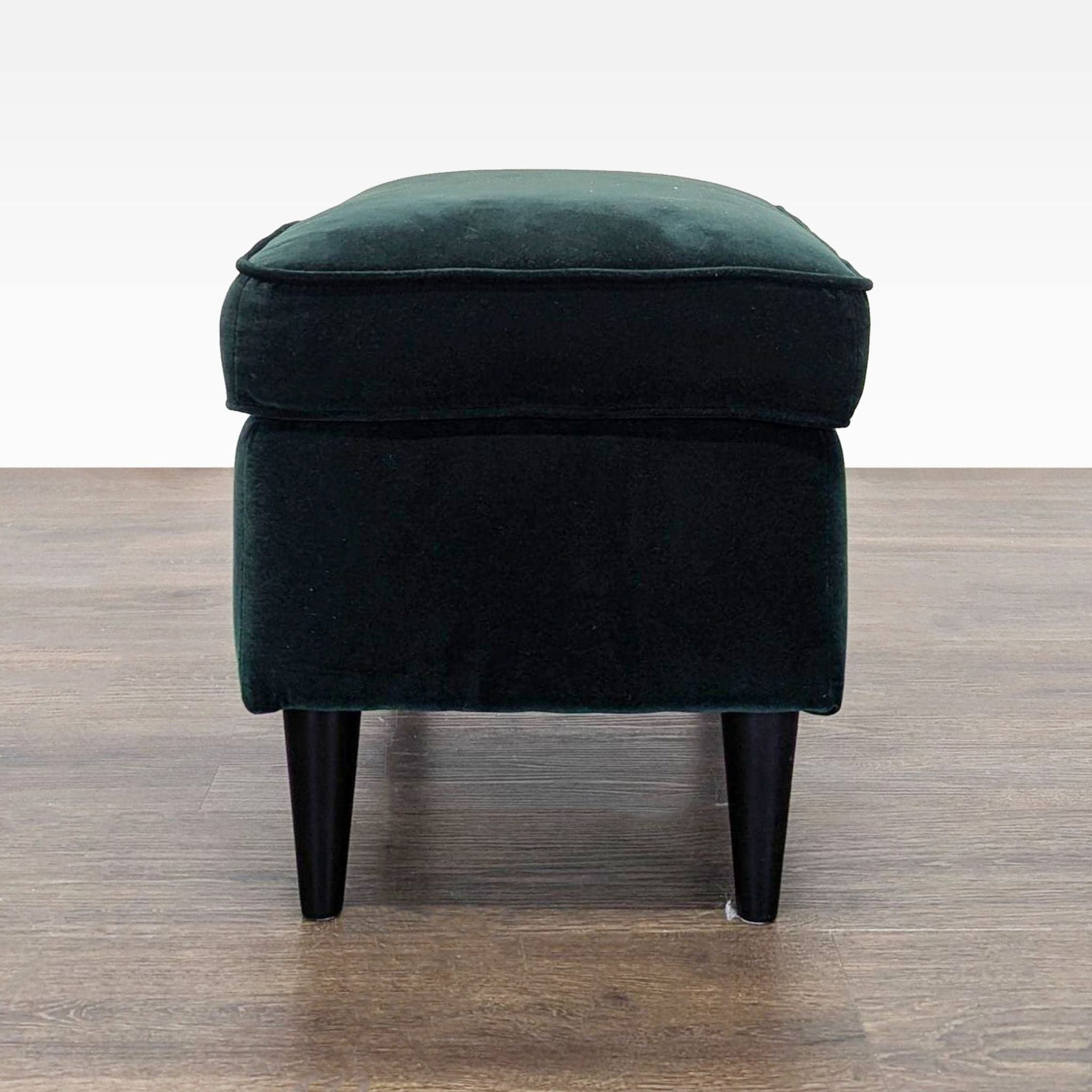 Ikea Strandmon Lounge Armchair with Footstool - Dark Green Velvet - Thumbnail 4