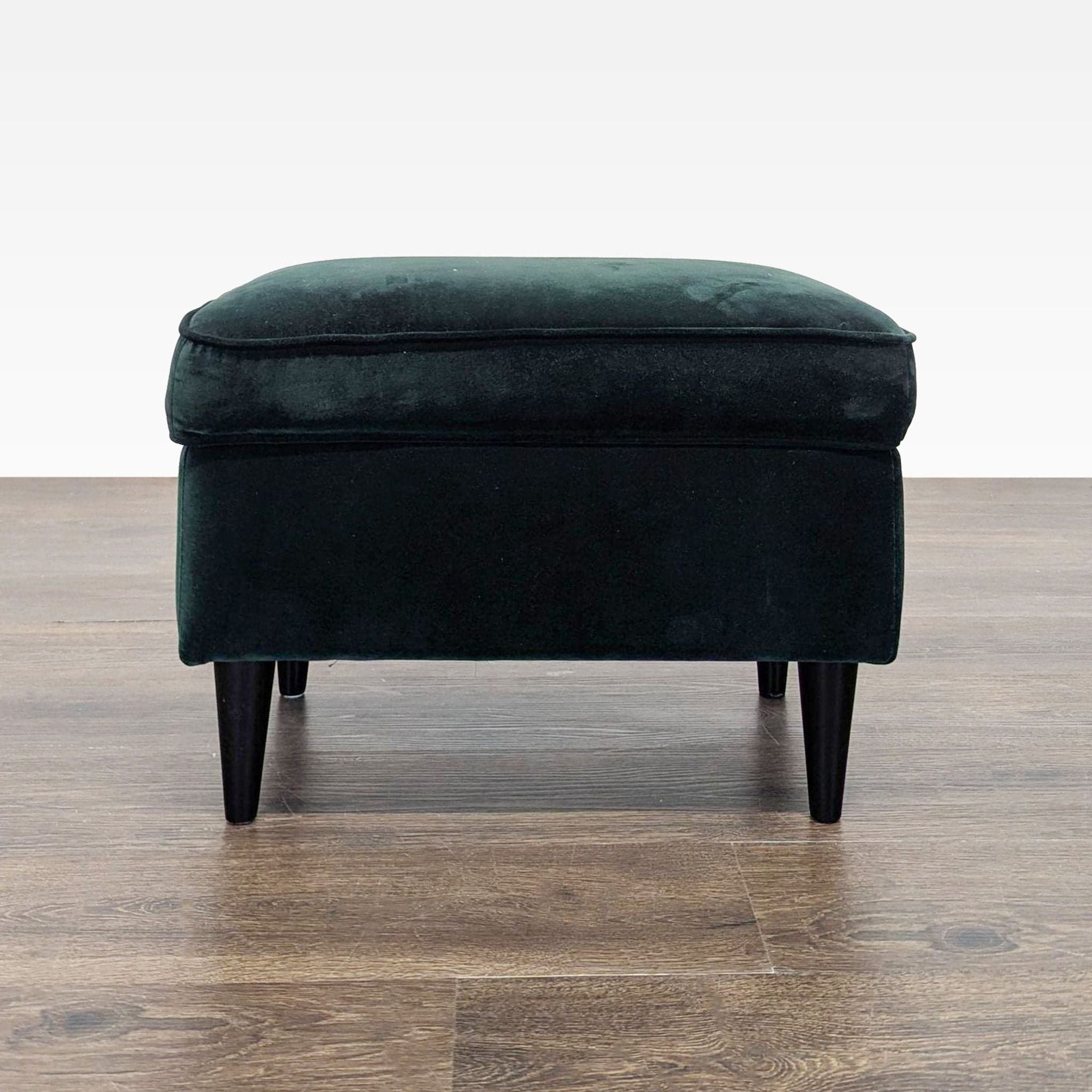 Ikea Strandmon Lounge Armchair with Footstool - Dark Green Velvet - Thumbnail 10