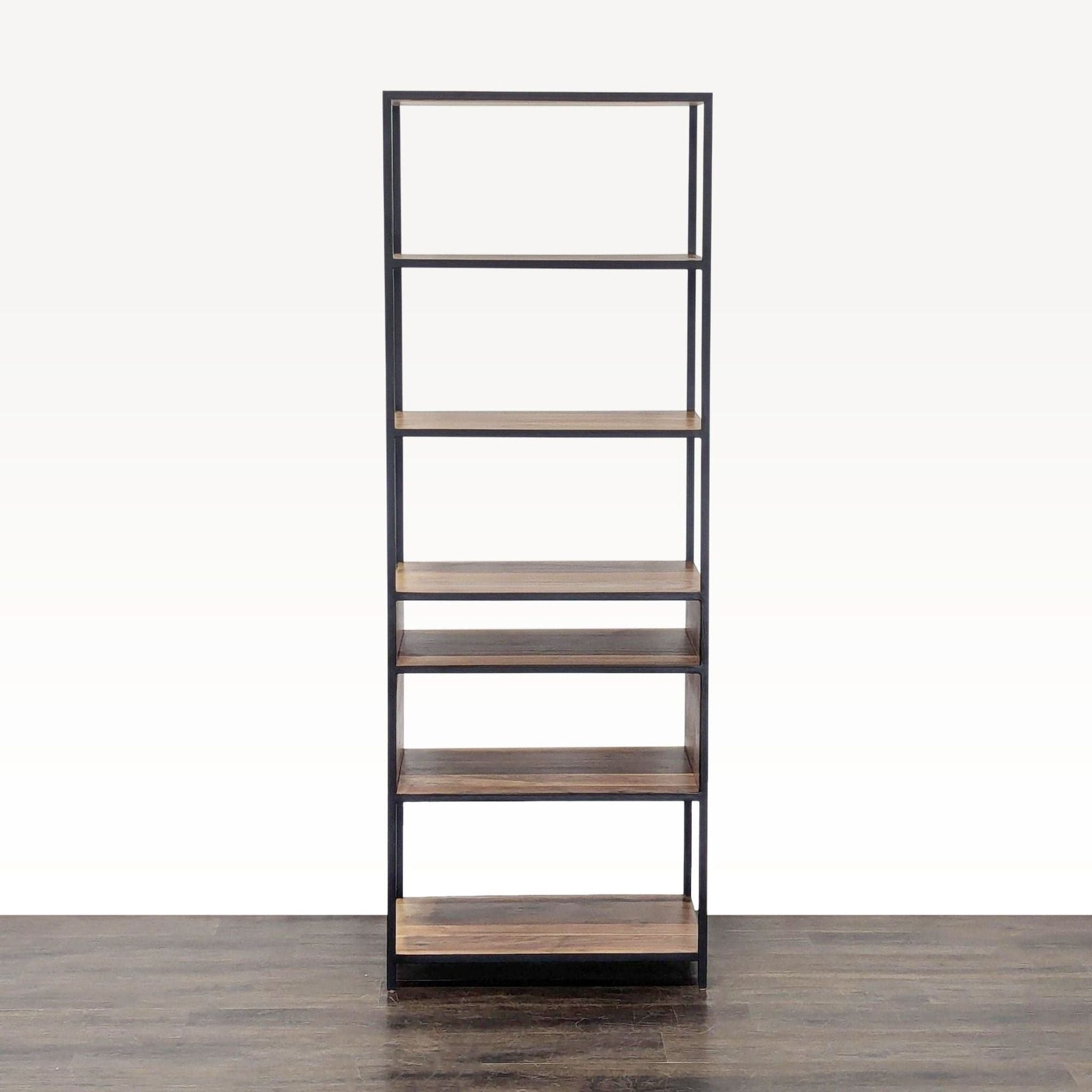 Crate & Barrel Knox Modern 5-Tier Industrial Bookshelf with Metal Frame and Wood Shelves - Thumbnail 6