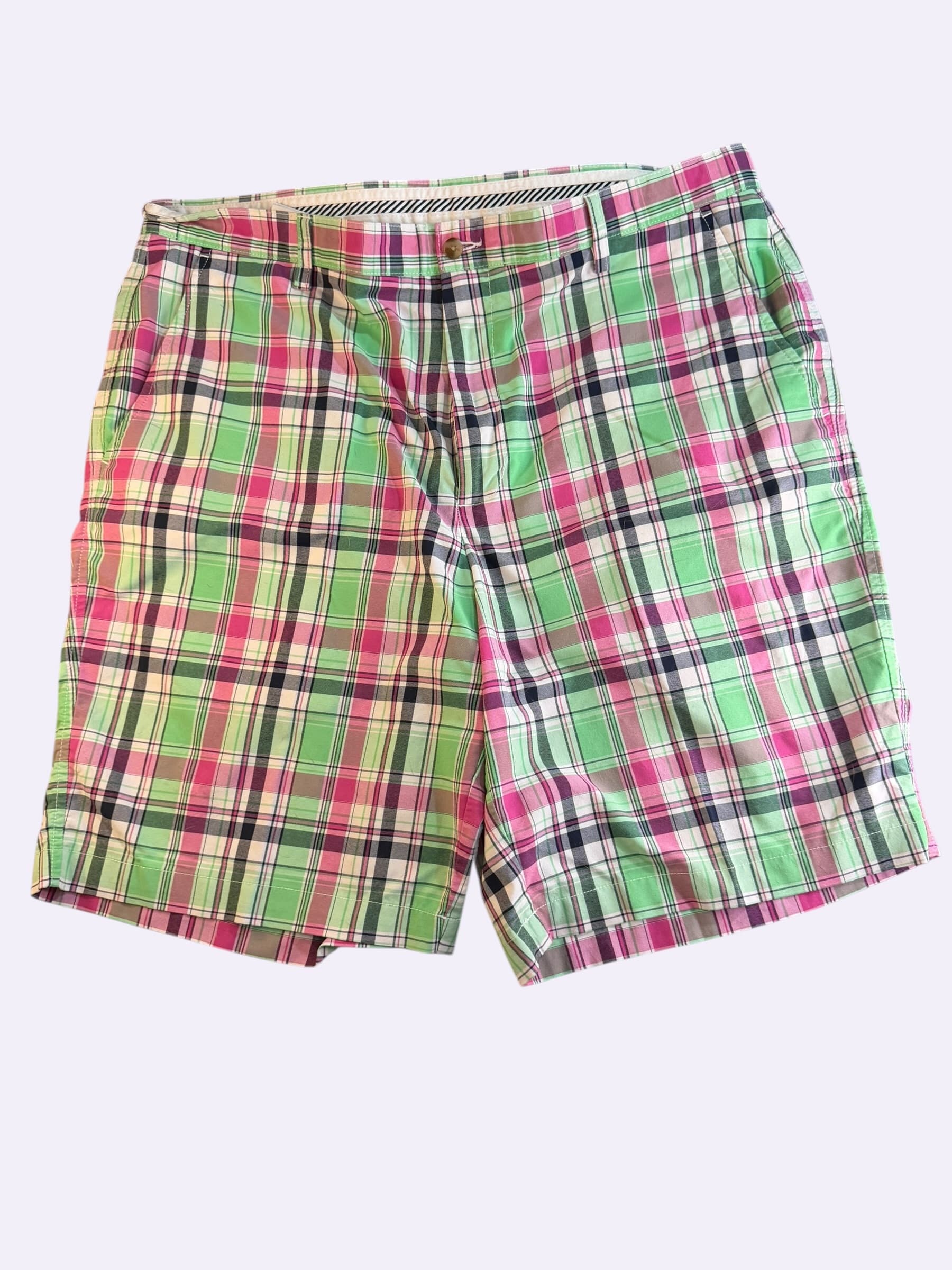 Foot Joy Men's Plaid Shorts, Green/Pink, Size Unknown - Image 1