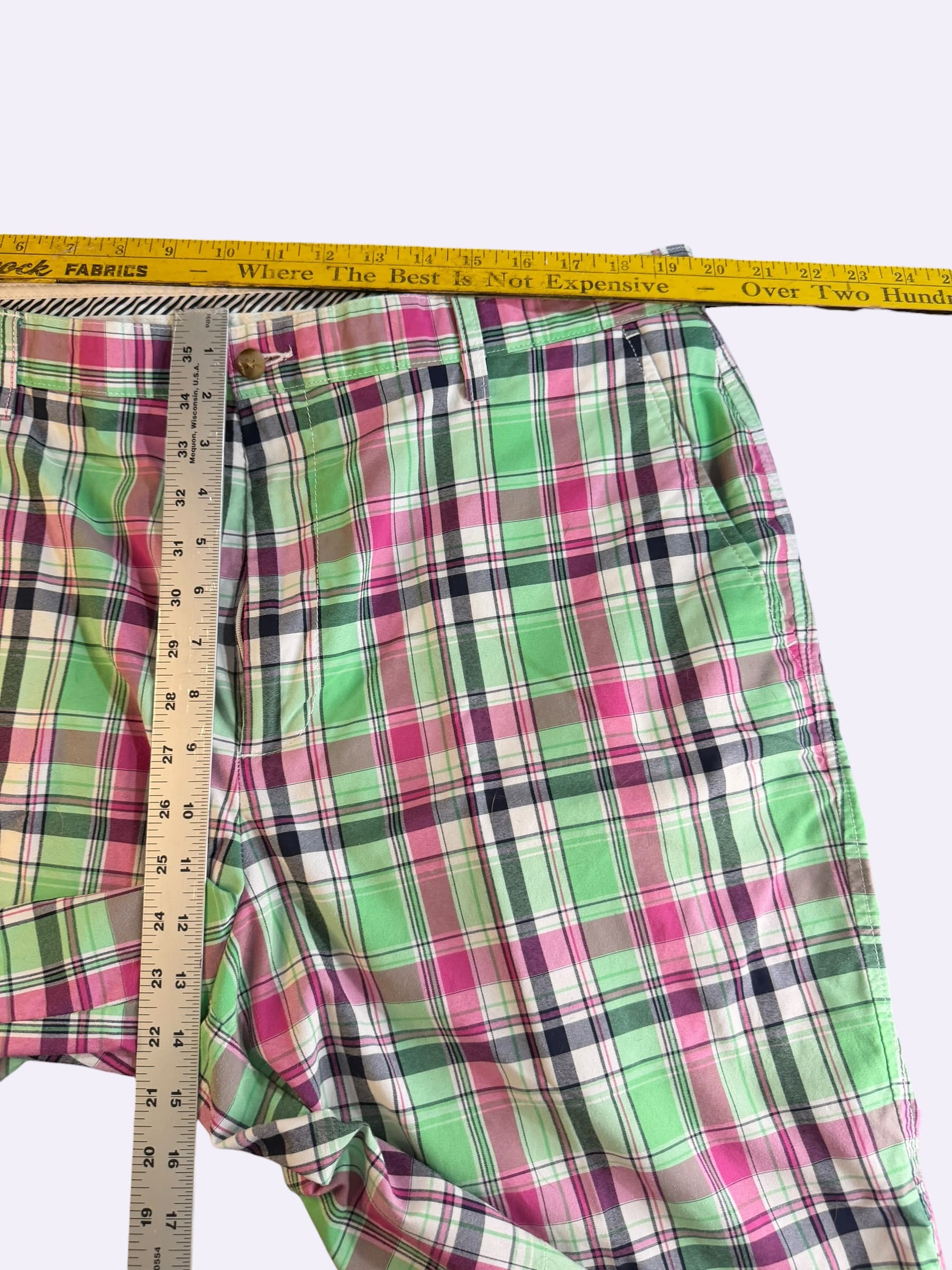 Foot Joy Men's Plaid Shorts, Green/Pink, Size Unknown - Thumbnail 8