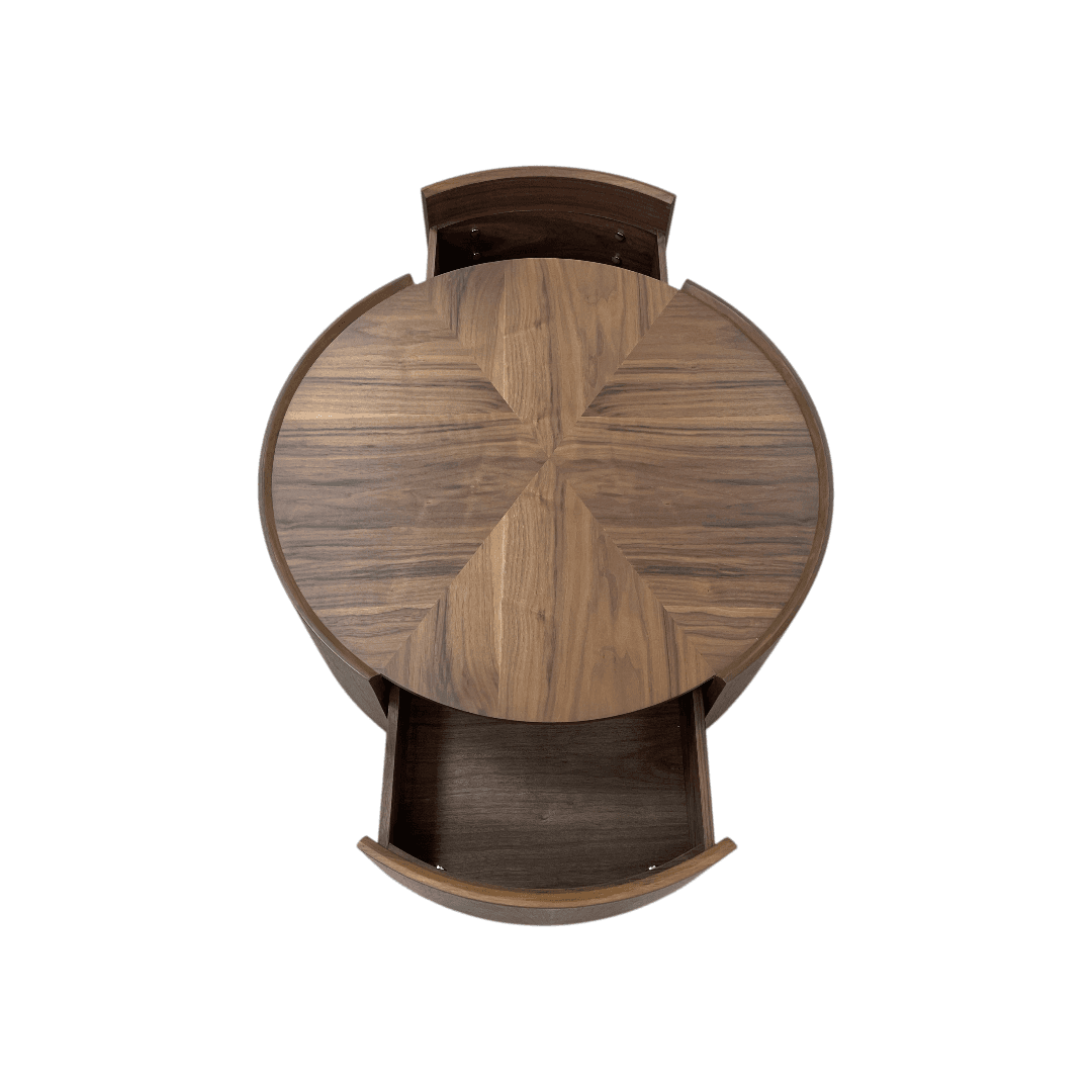 Latitude Run Minimalist Walnut Round Coffee Table with Storage Drawers - Thumbnail 12