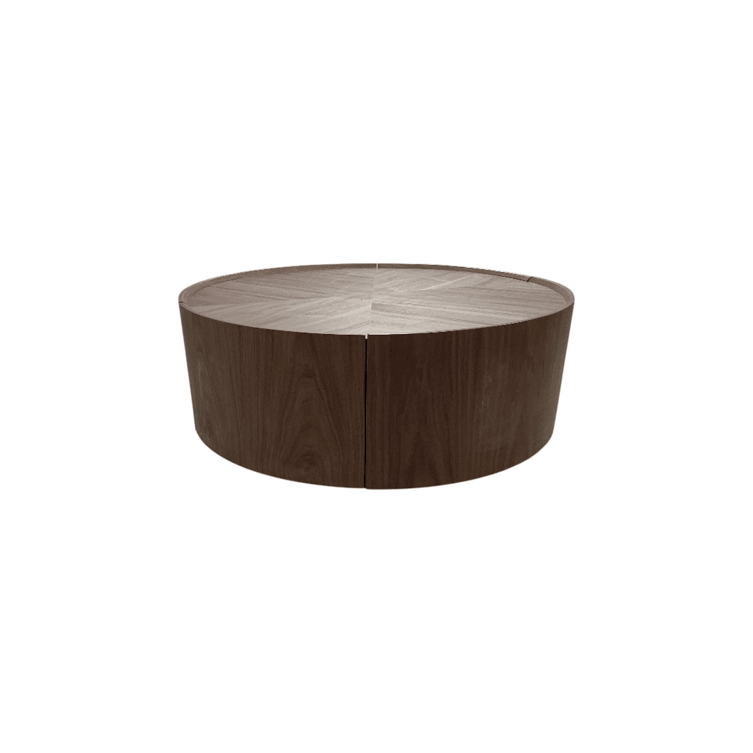 Latitude Run Minimalist Walnut Round Coffee Table with Storage Drawers - Thumbnail 5