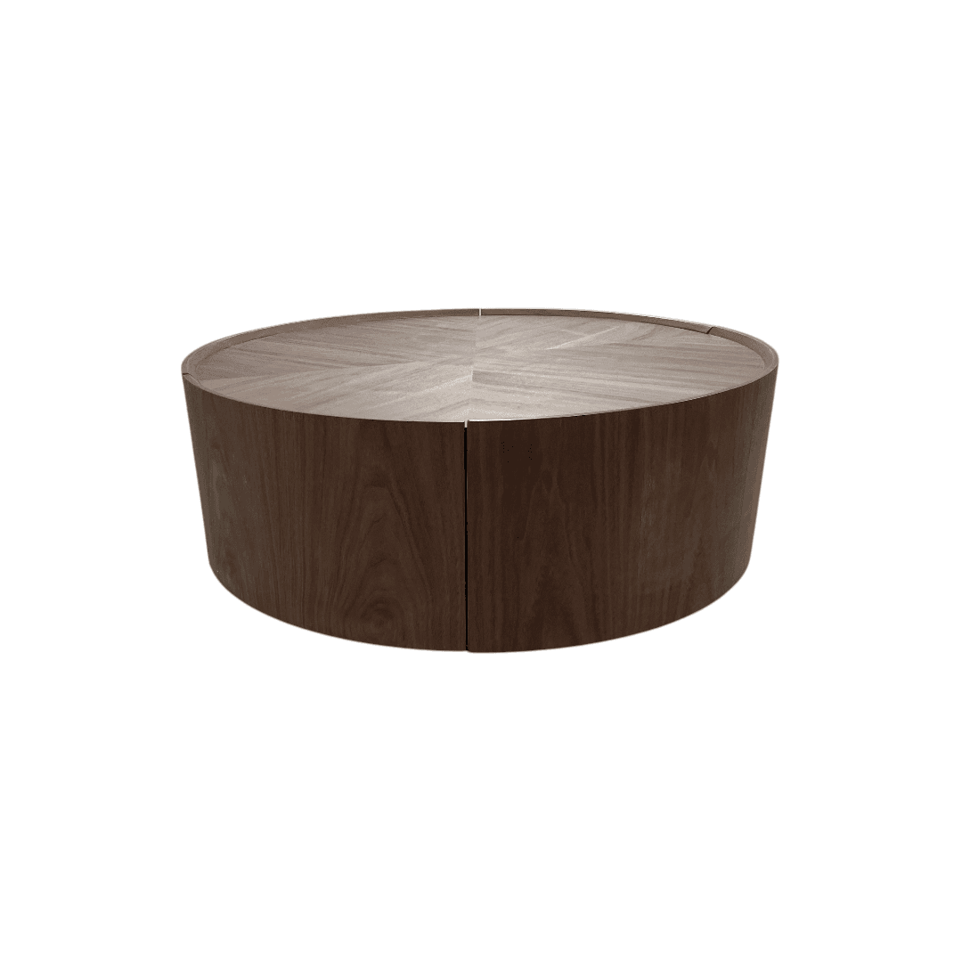 Latitude Run Minimalist Walnut Round Coffee Table with Storage Drawers - Thumbnail 6