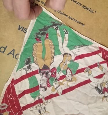 Vtg 1950s Kids Cowboy Rodeo Handkerchief Novelty Print Western 12" x 12.5" - Thumbnail 5