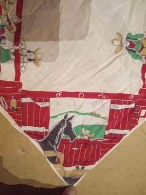 Vtg 1950s Kids Cowboy Rodeo Handkerchief Novelty Print Western 12" x 12.5" - Thumbnail 4