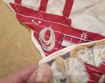 Vtg 1950s Kids Cowboy Rodeo Handkerchief Novelty Print Western 12" x 12.5" - Thumbnail 6